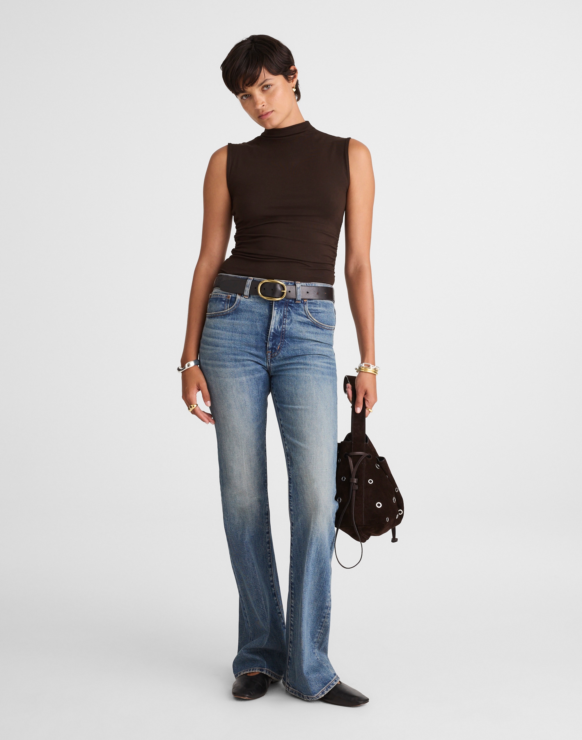 Ruched Mockneck Tank