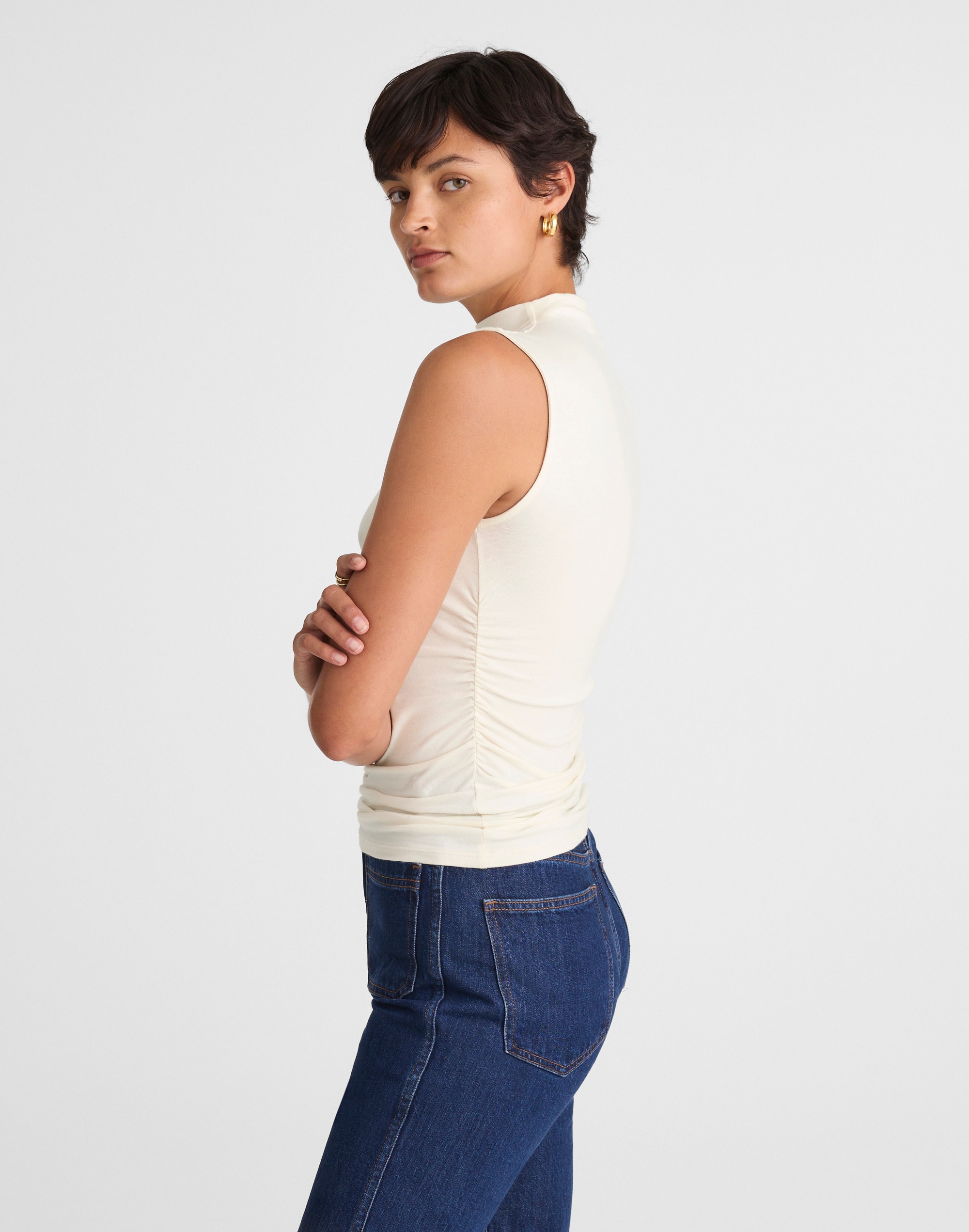 Ruched Mockneck Tank