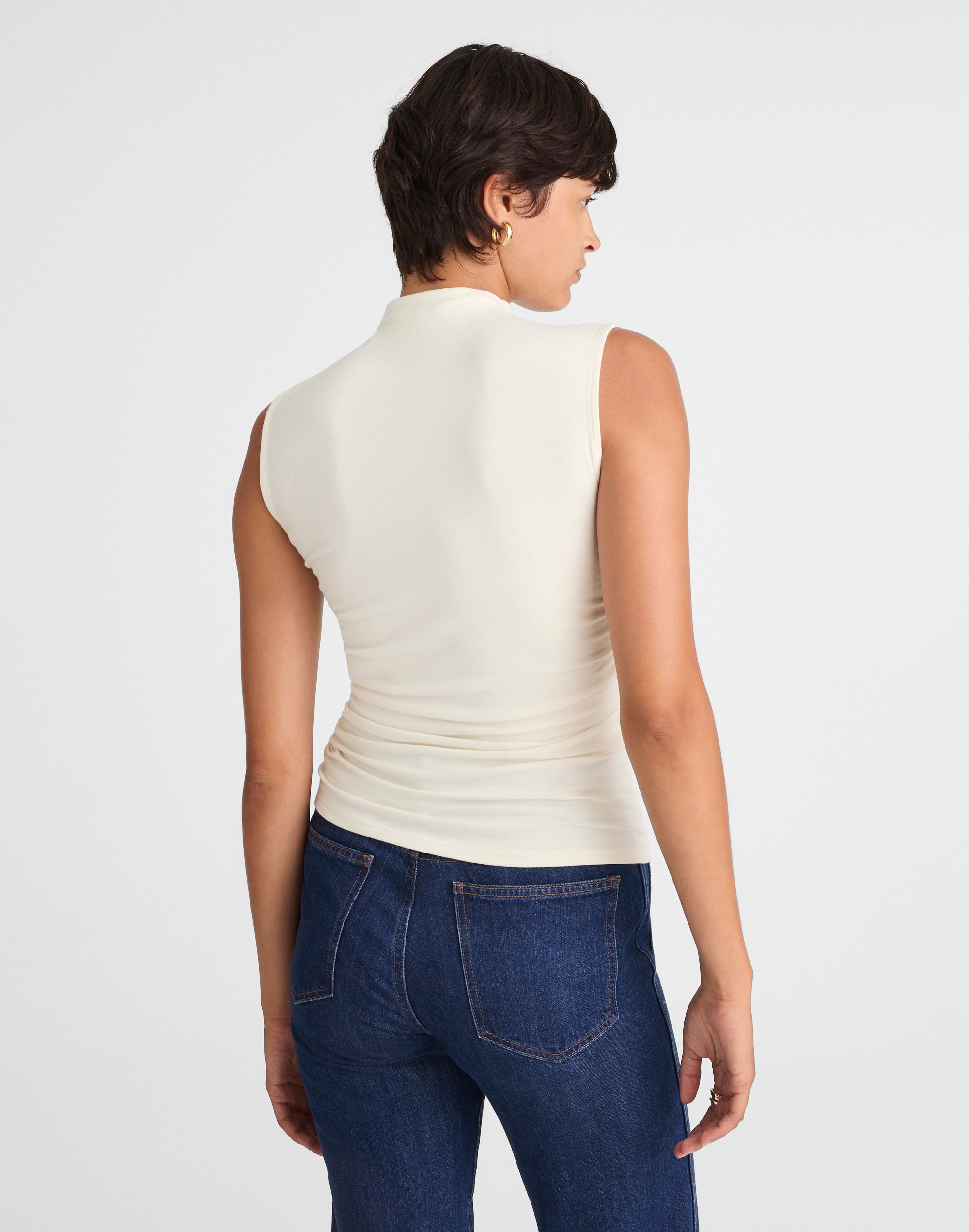Ruched Mockneck Tank