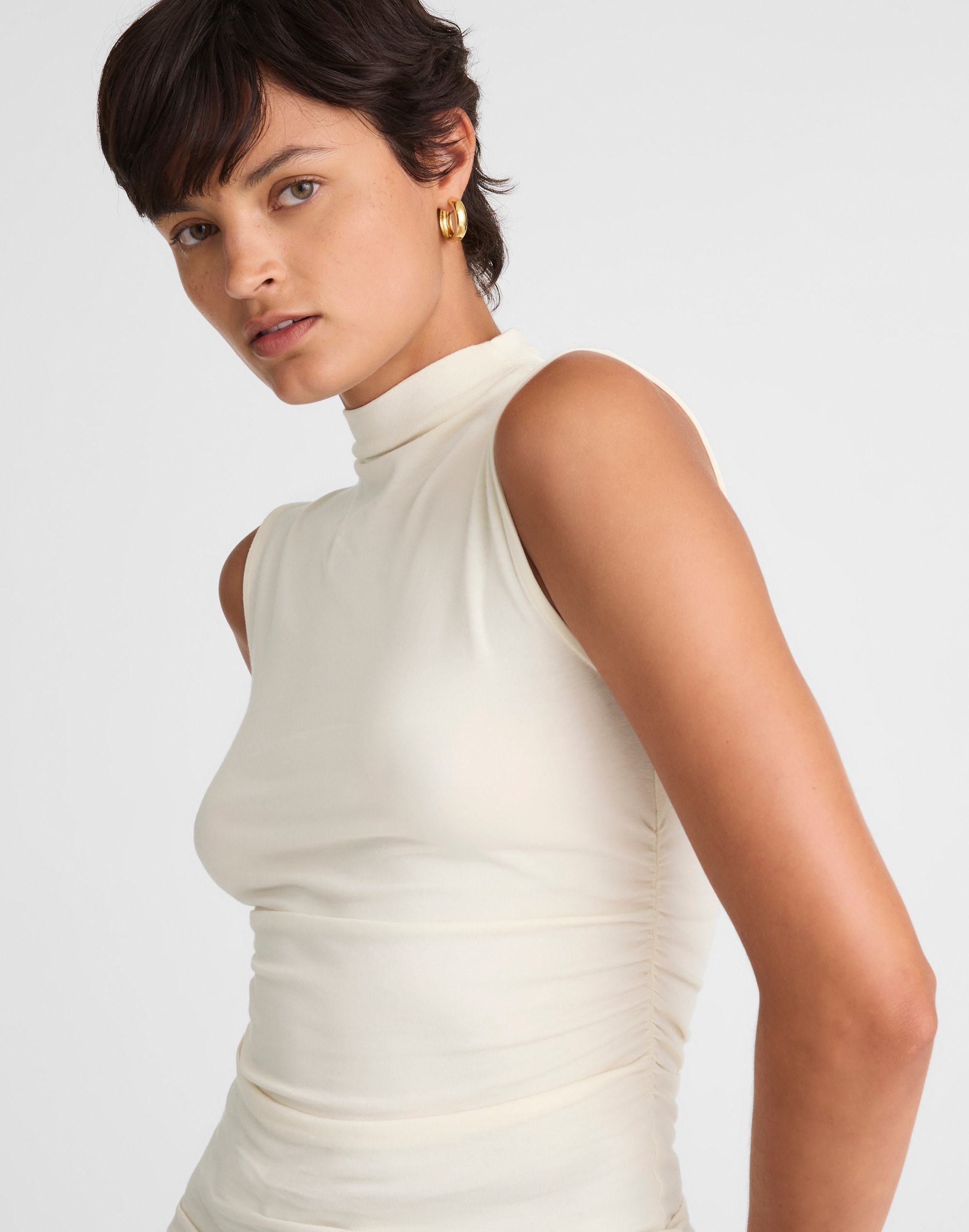 Ruched Mockneck Tank