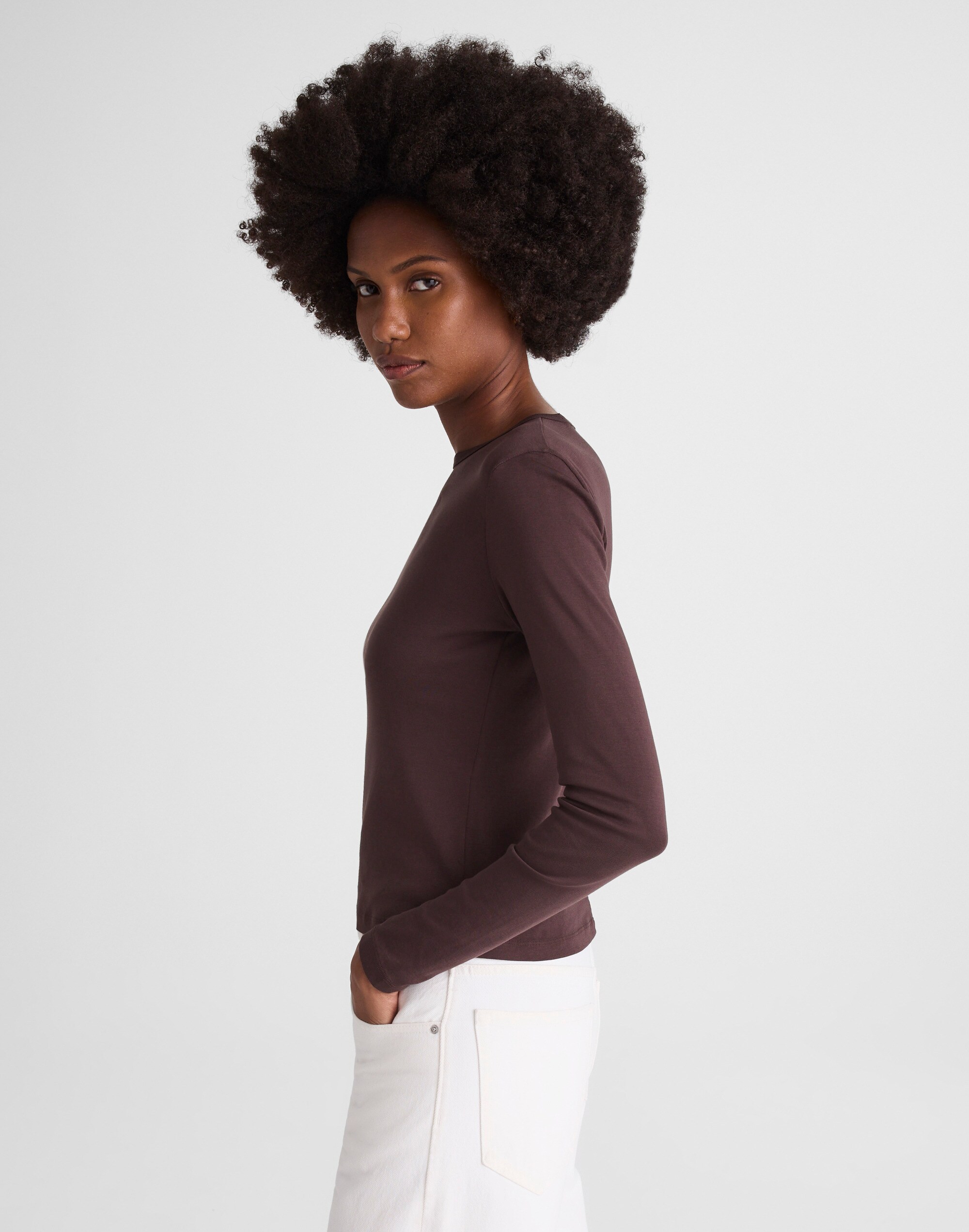 Crewneck Long-Sleeve Tee in SoSoft Cotton Alternate Image 3