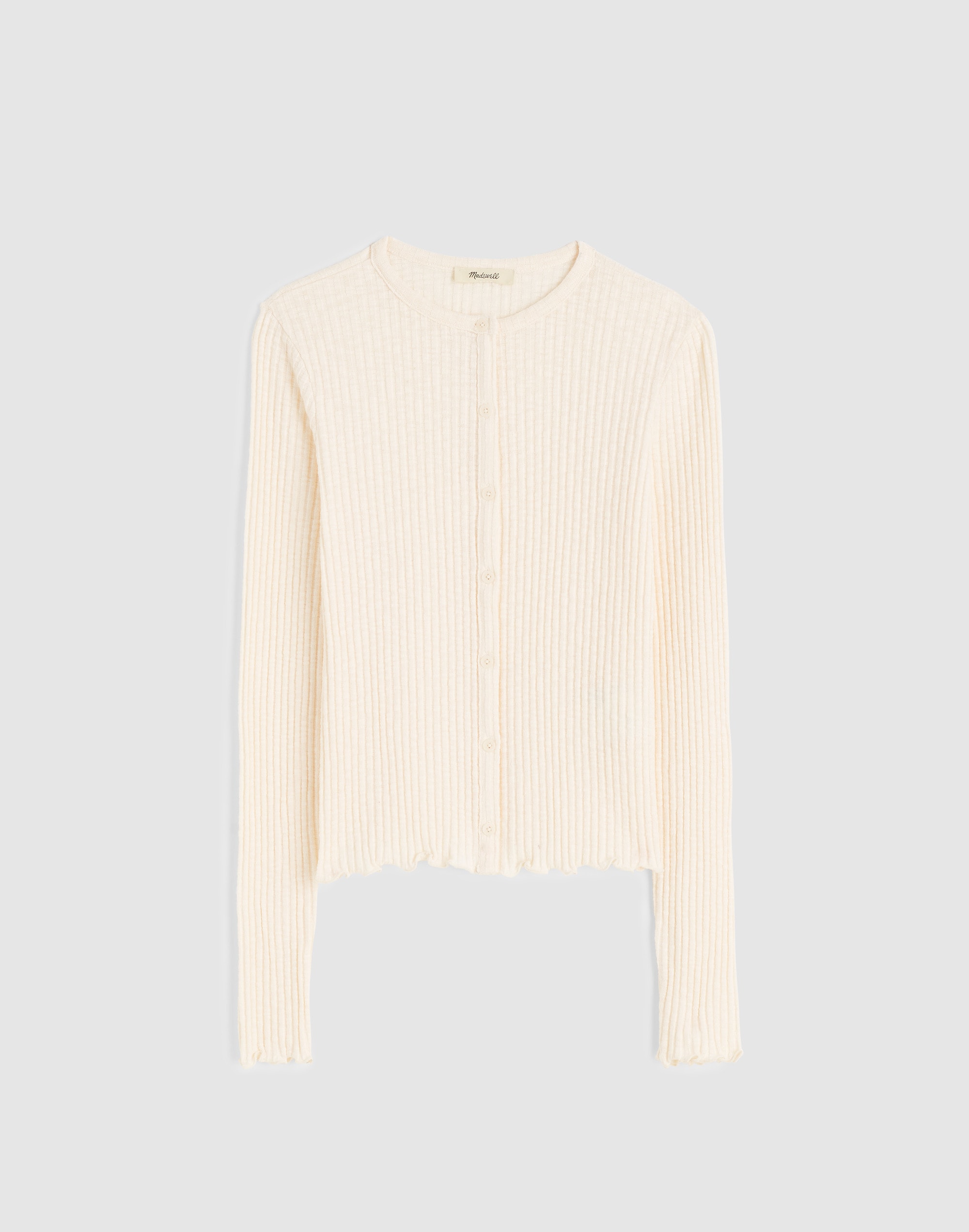 Lettuce-Hem Ribbed Cardigan