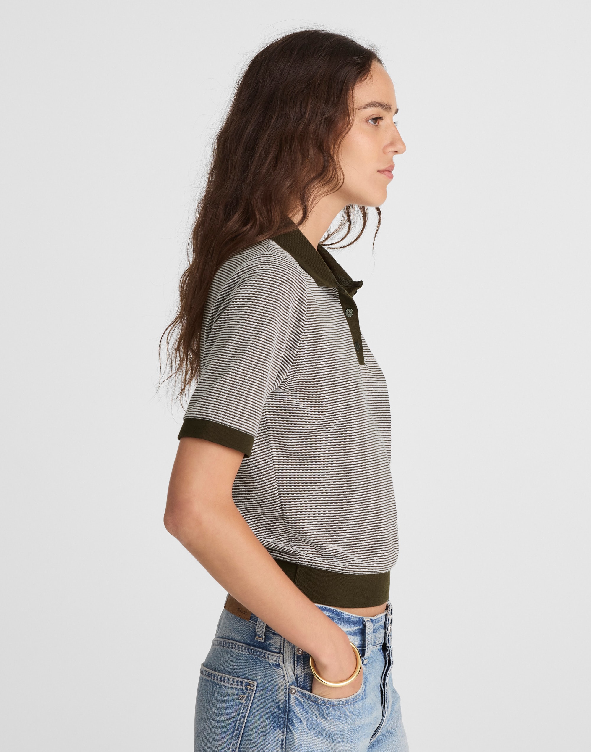 Striped Shrunken Polo Tee Alternate Image 3