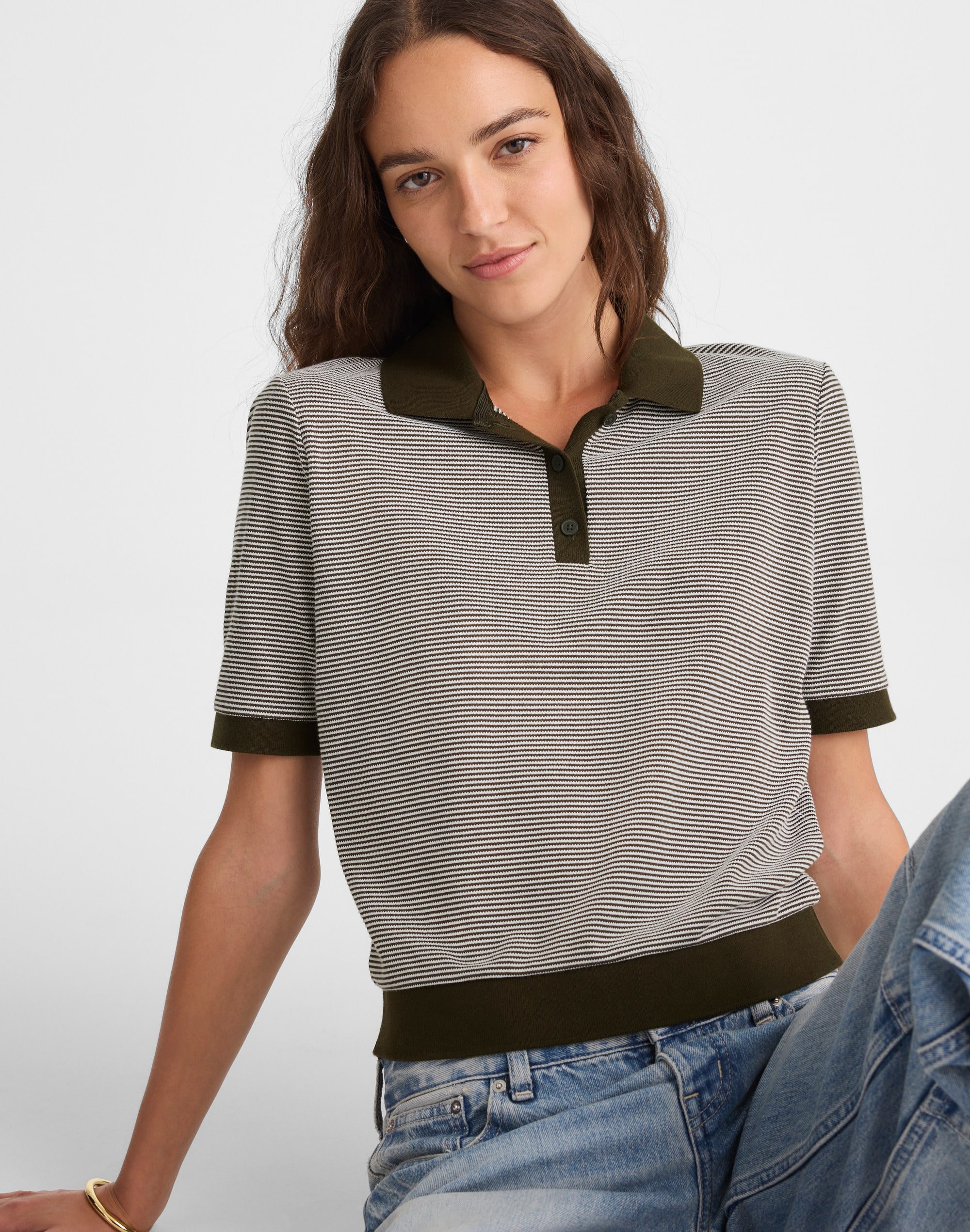 Striped Shrunken Polo Tee Alternate Image 5