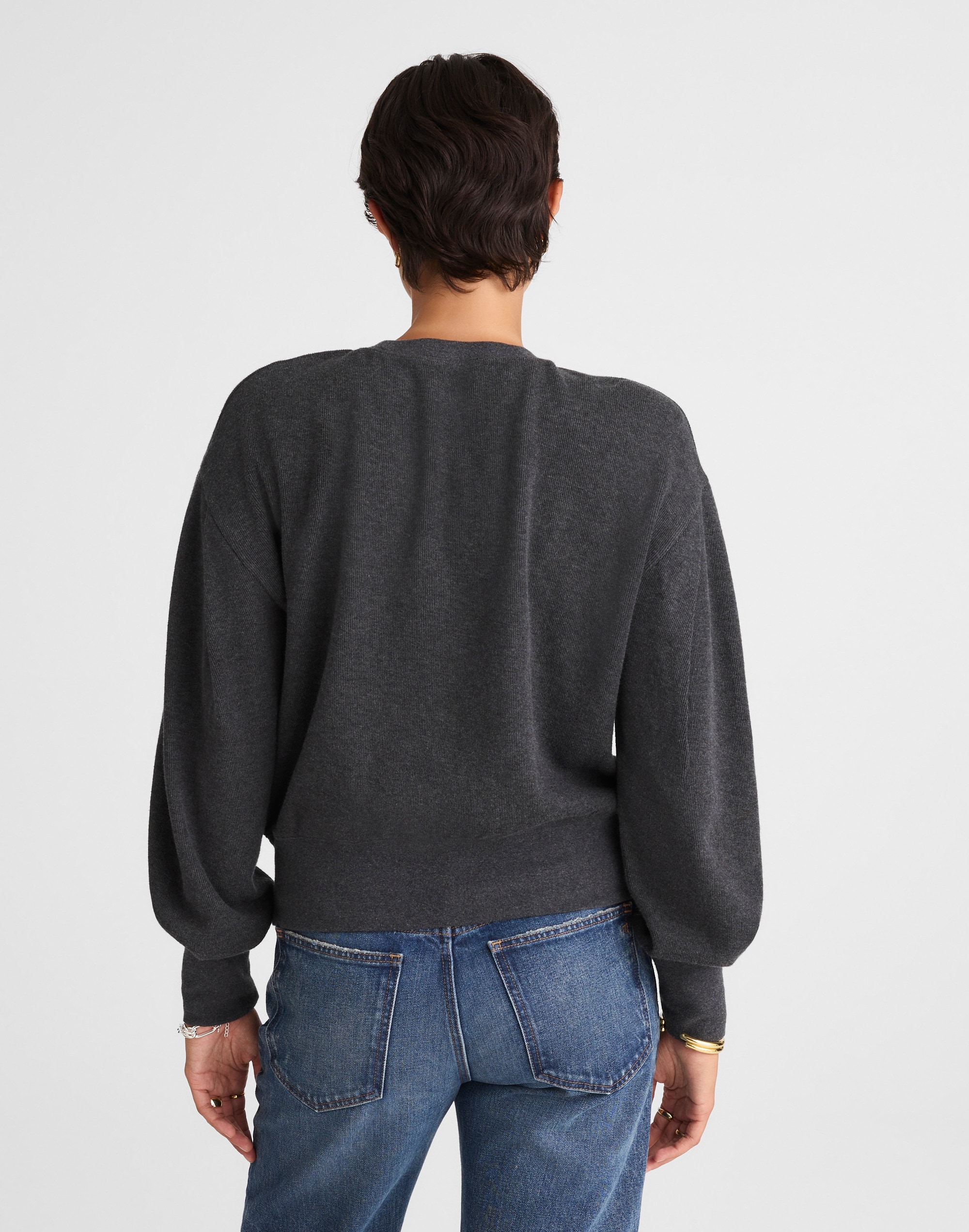 Double-Faced Puff-Sleeve Sweatshirt