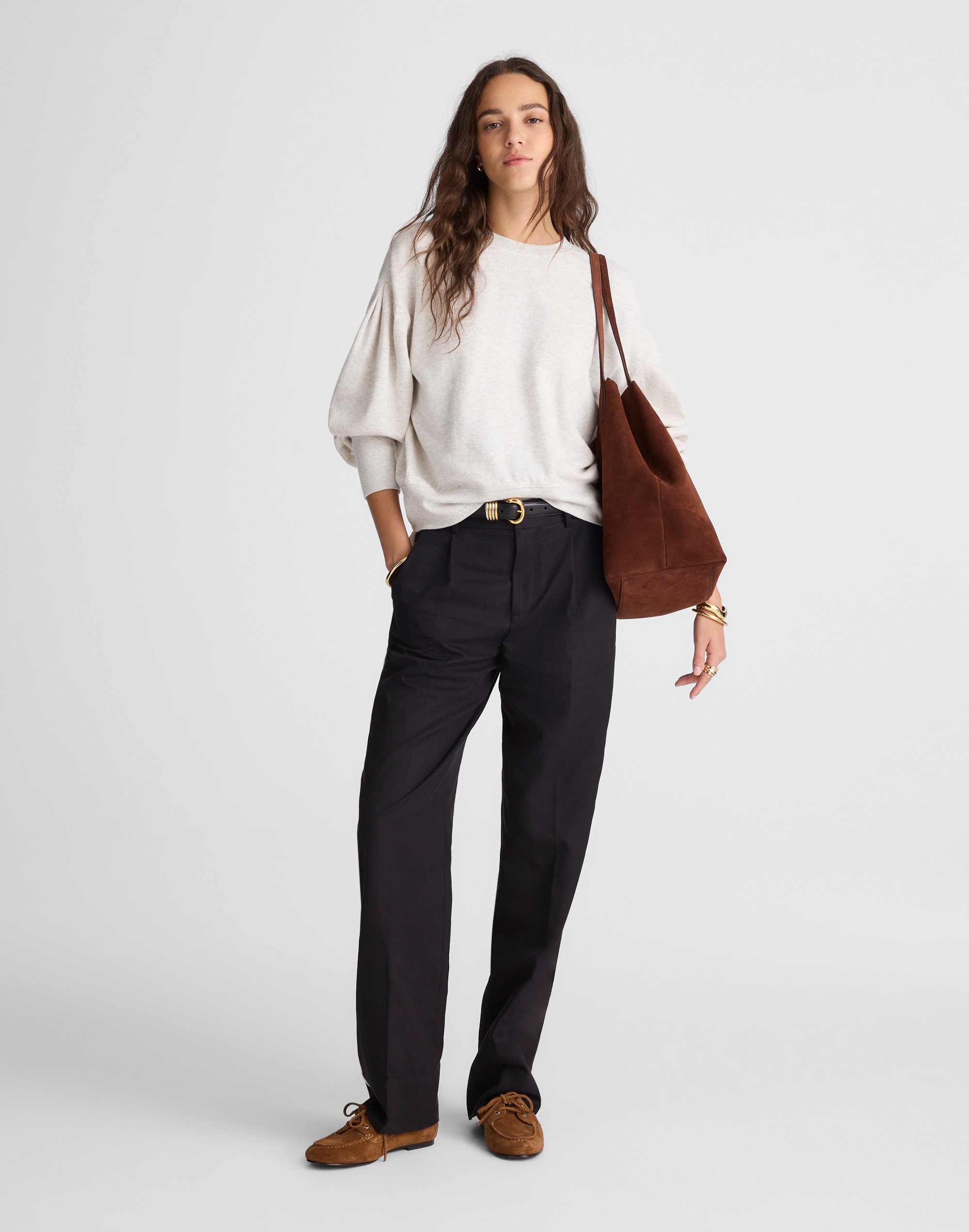 Double-Faced Puff-Sleeve Sweatshirt