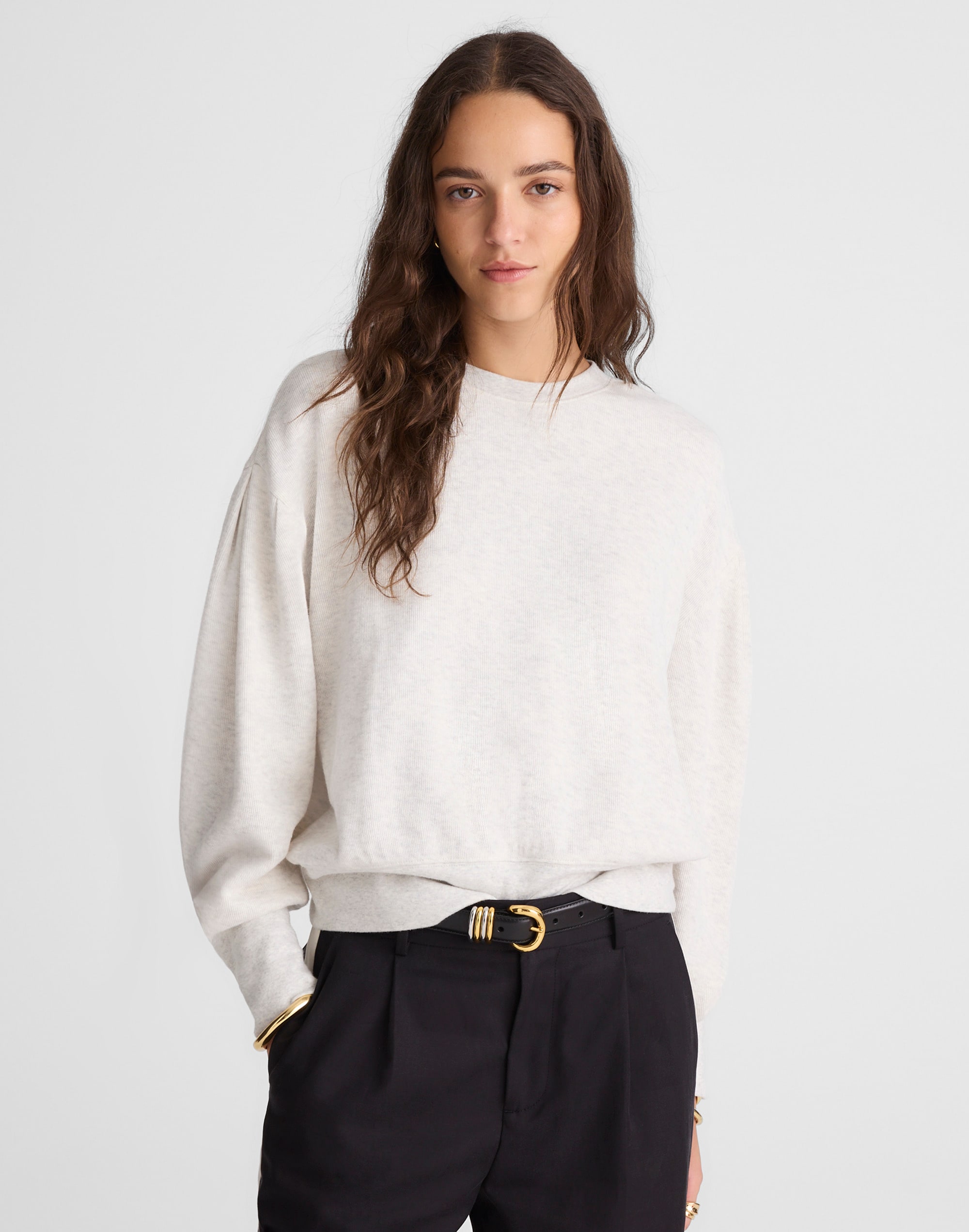 Double-Faced Puff-Sleeve Sweatshirt
