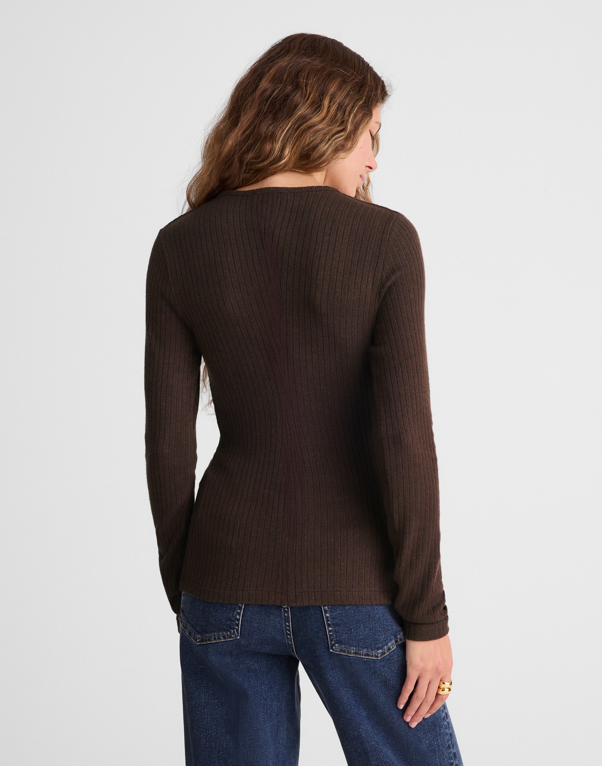 Textural Cutaway Crewneck Cardigan