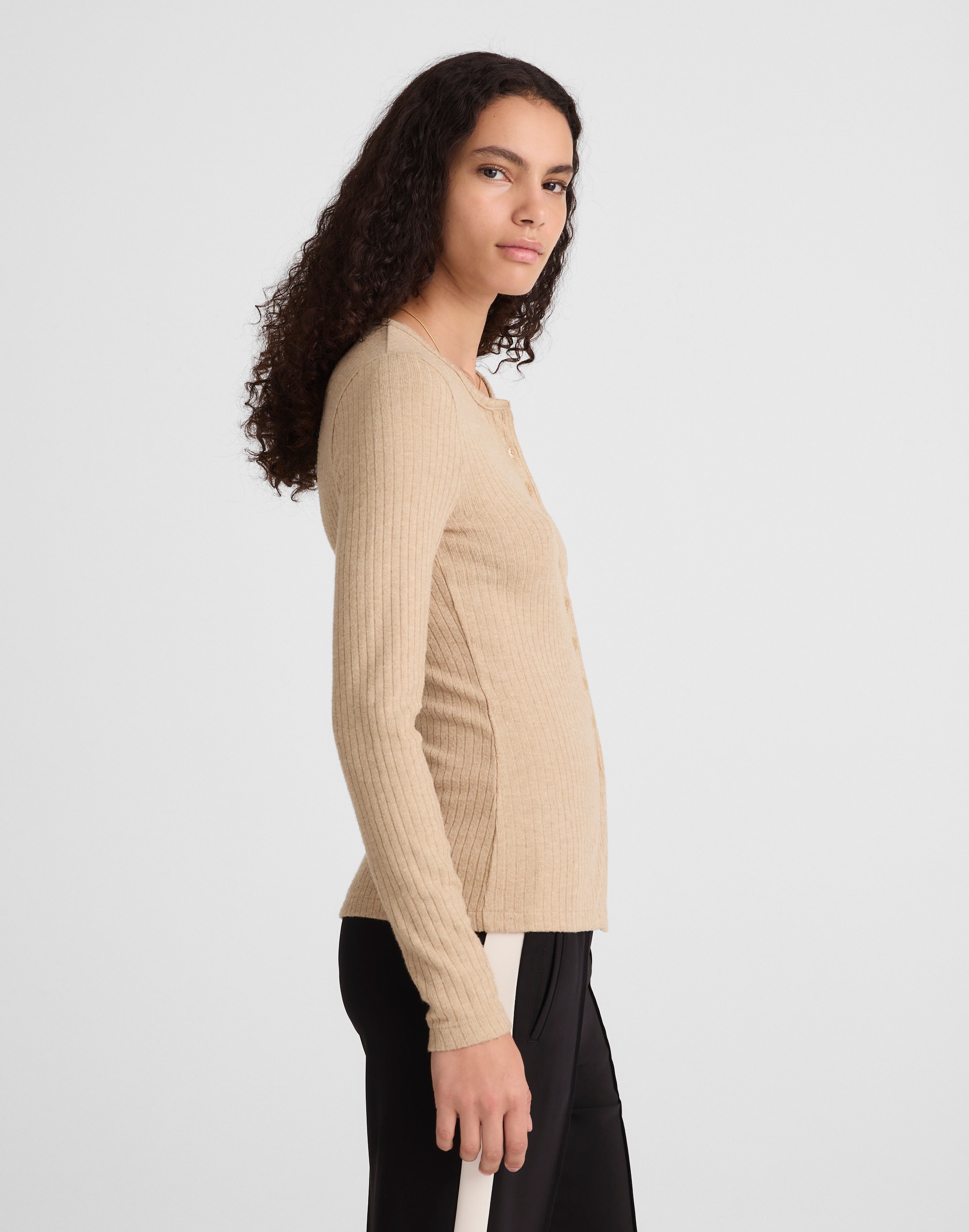 Textural Cutaway Crewneck Cardigan