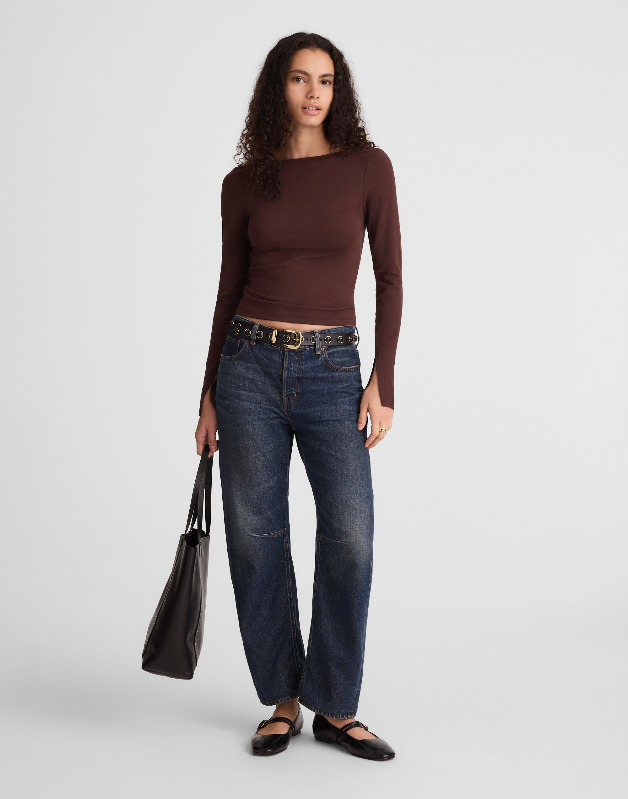 Long-Sleeve Scoopback Tee