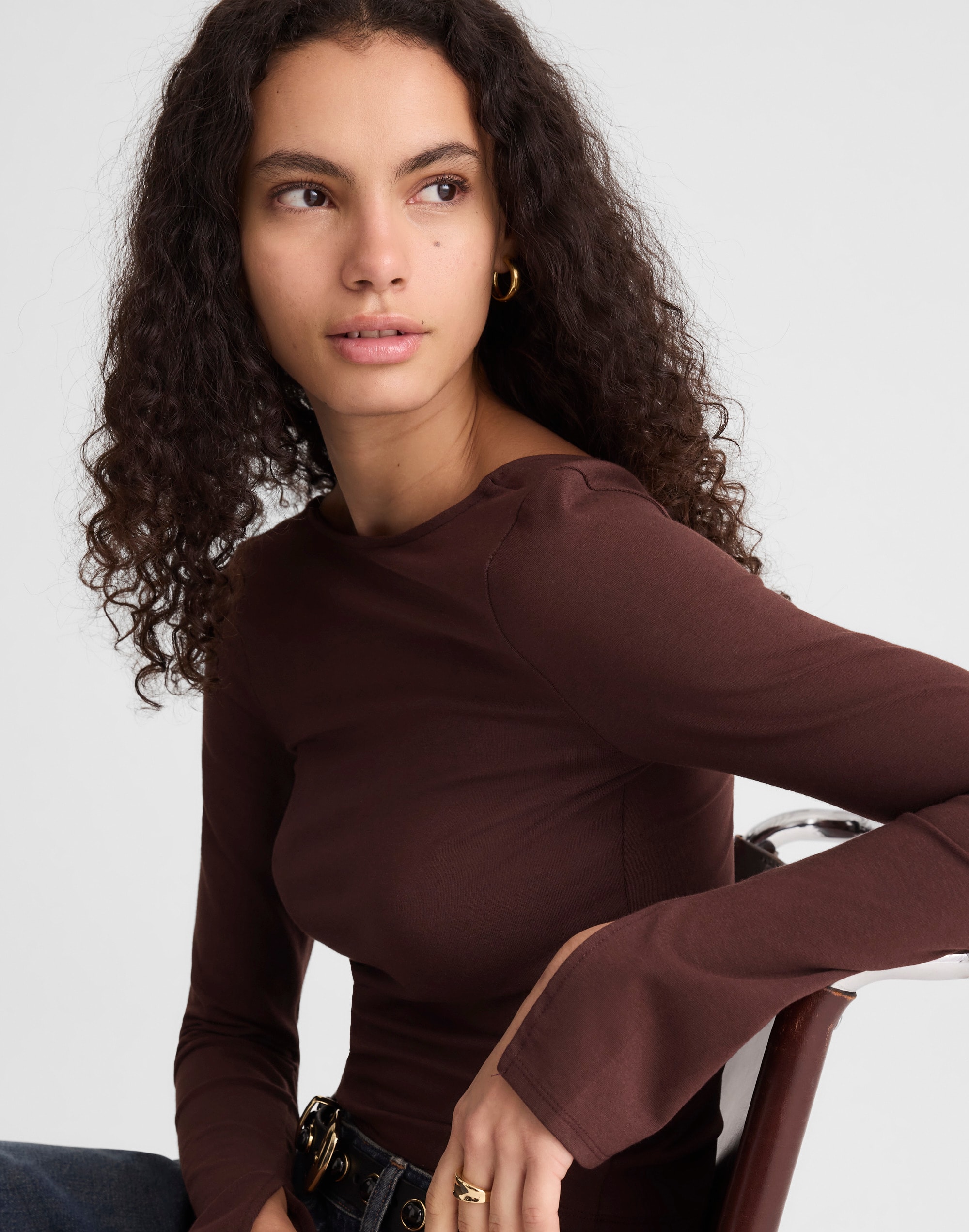 Long-Sleeve Scoopback Tee