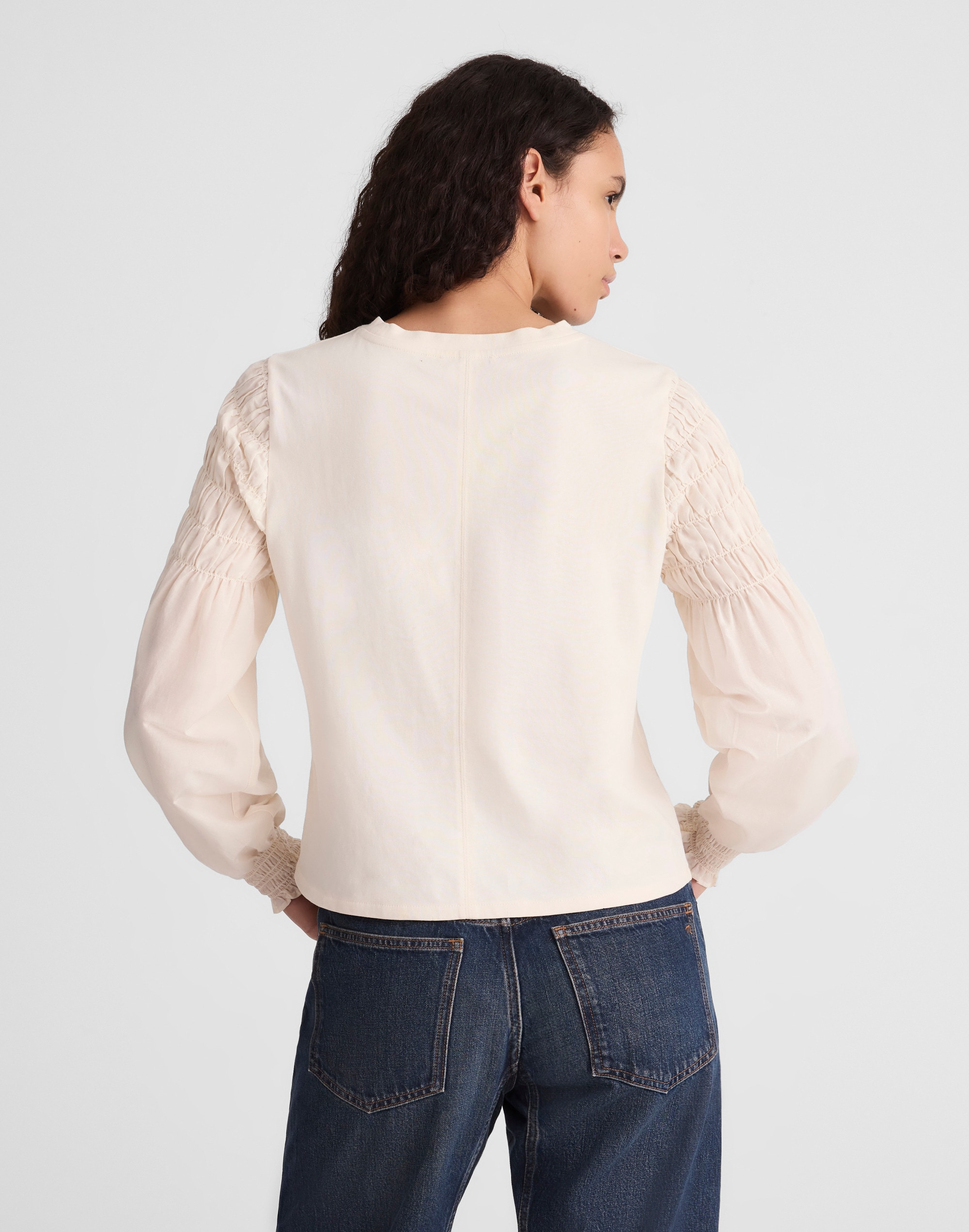 Smocked Long-Sleeve Tee