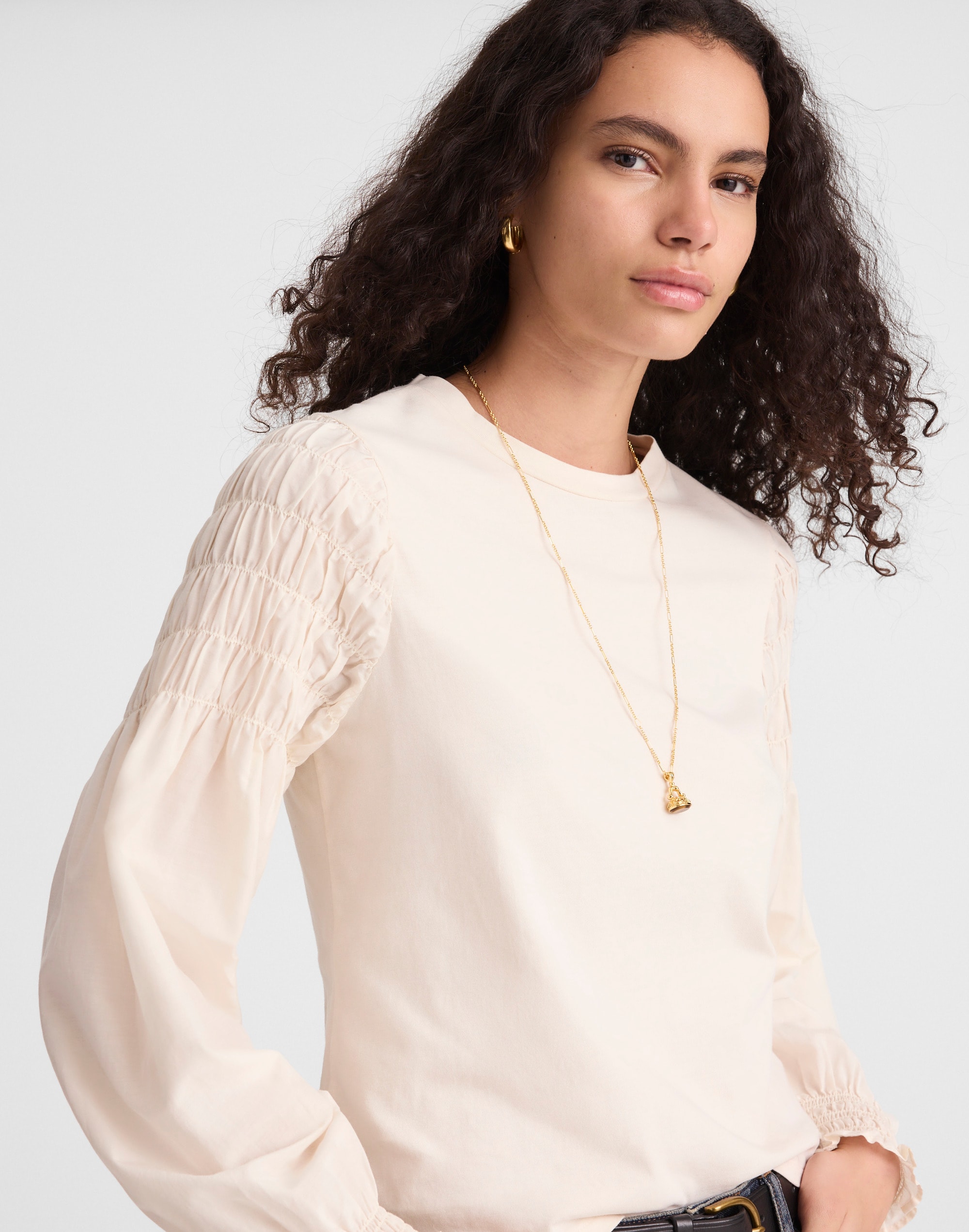 Smocked Long-Sleeve Tee