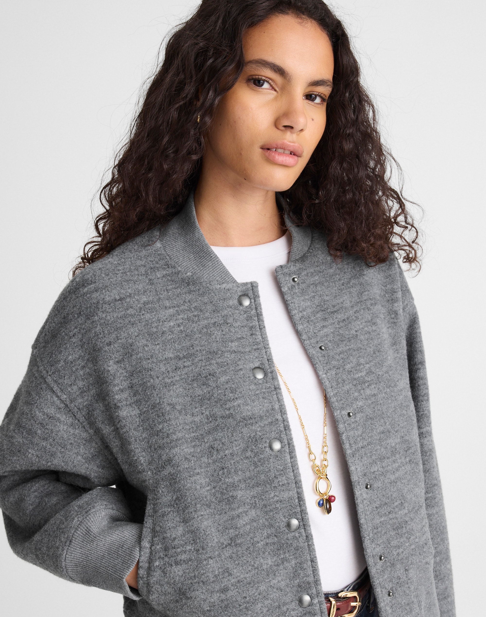 double-faced knit bomber jacket
