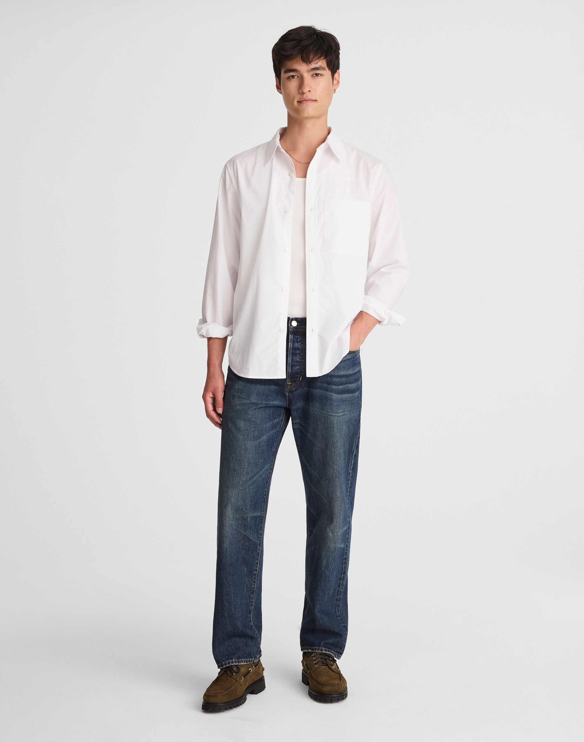 Cotton Poplin Button-Up Shirt
