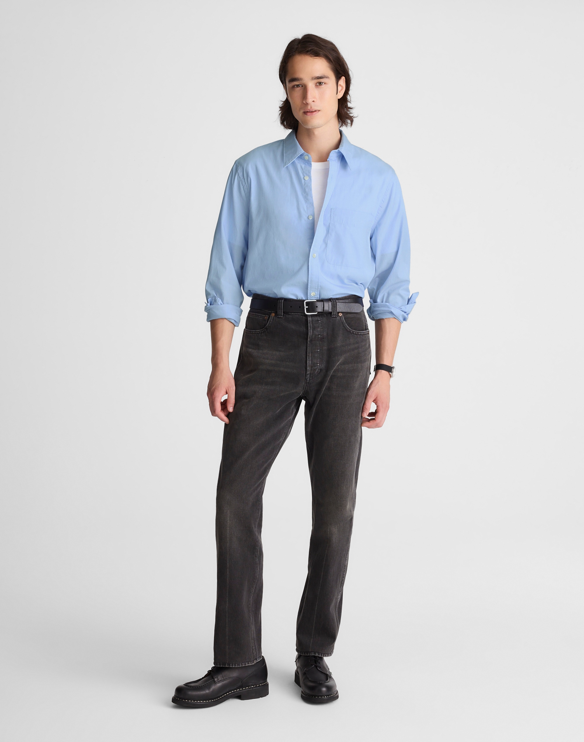 Cotton Poplin Button-Up Shirt