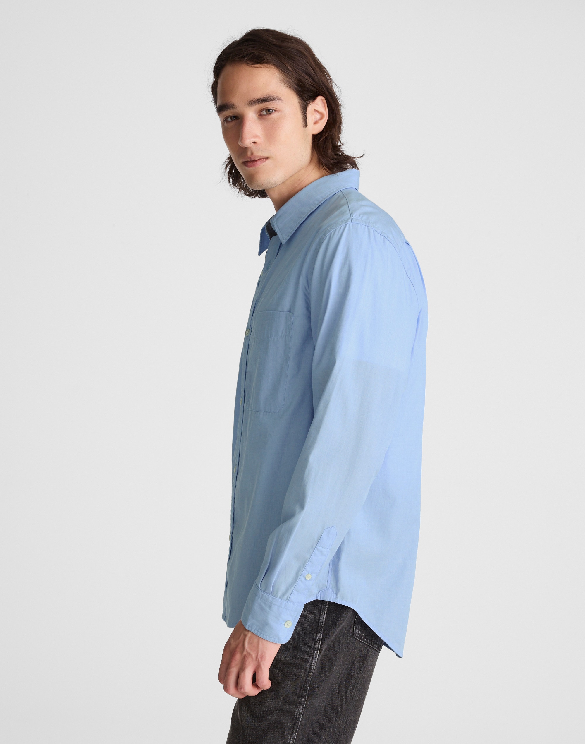 Cotton Poplin Button-Up Shirt