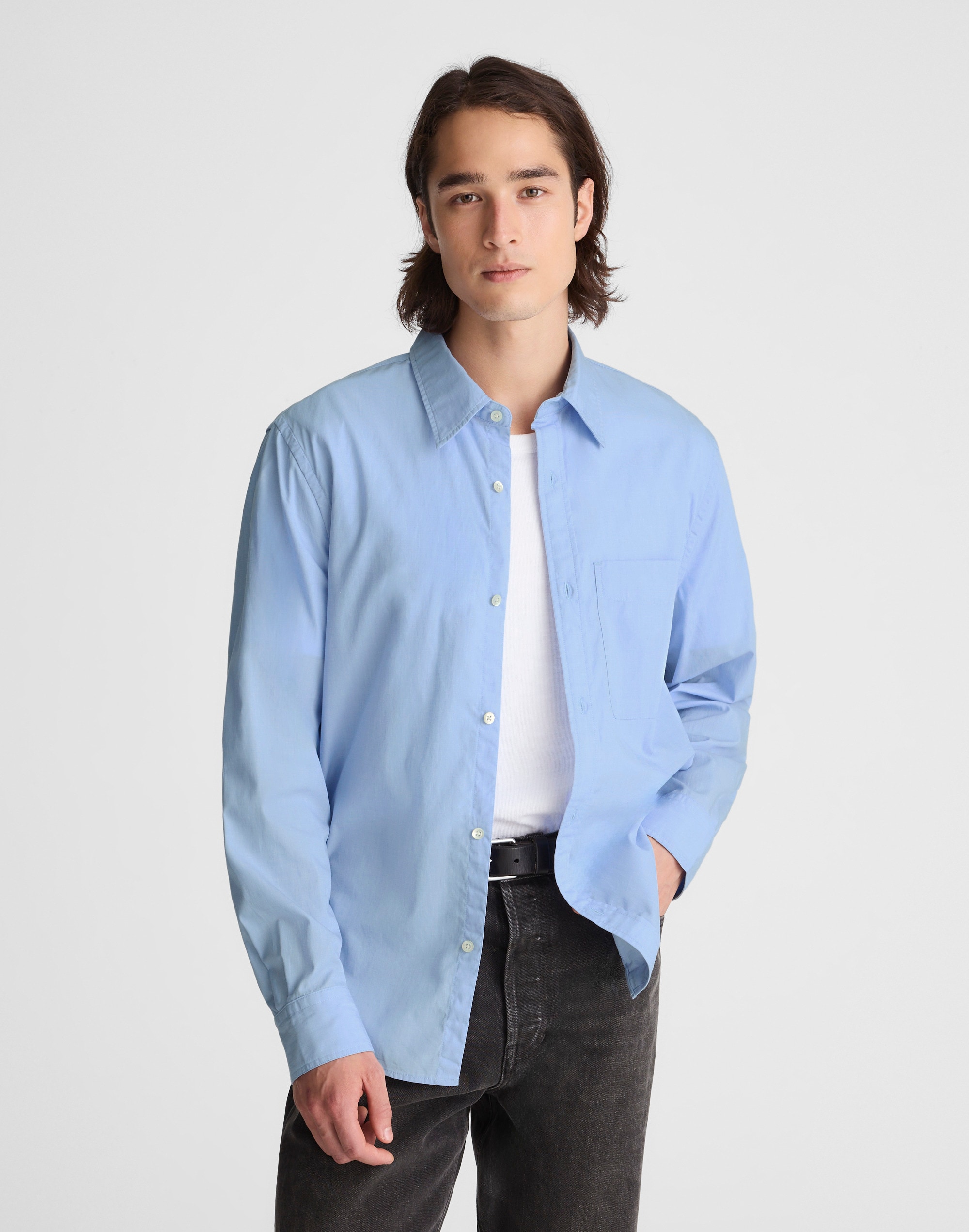 Madewell Cotton Poplin Button-up Shirt In Blue