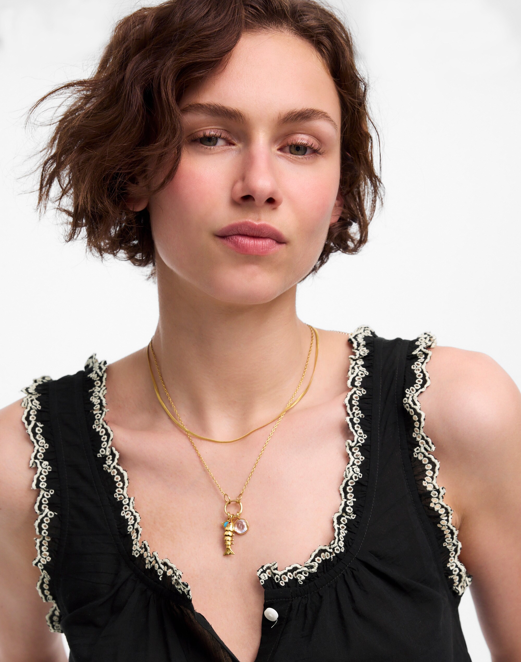 Embroidered Scalloped Tank