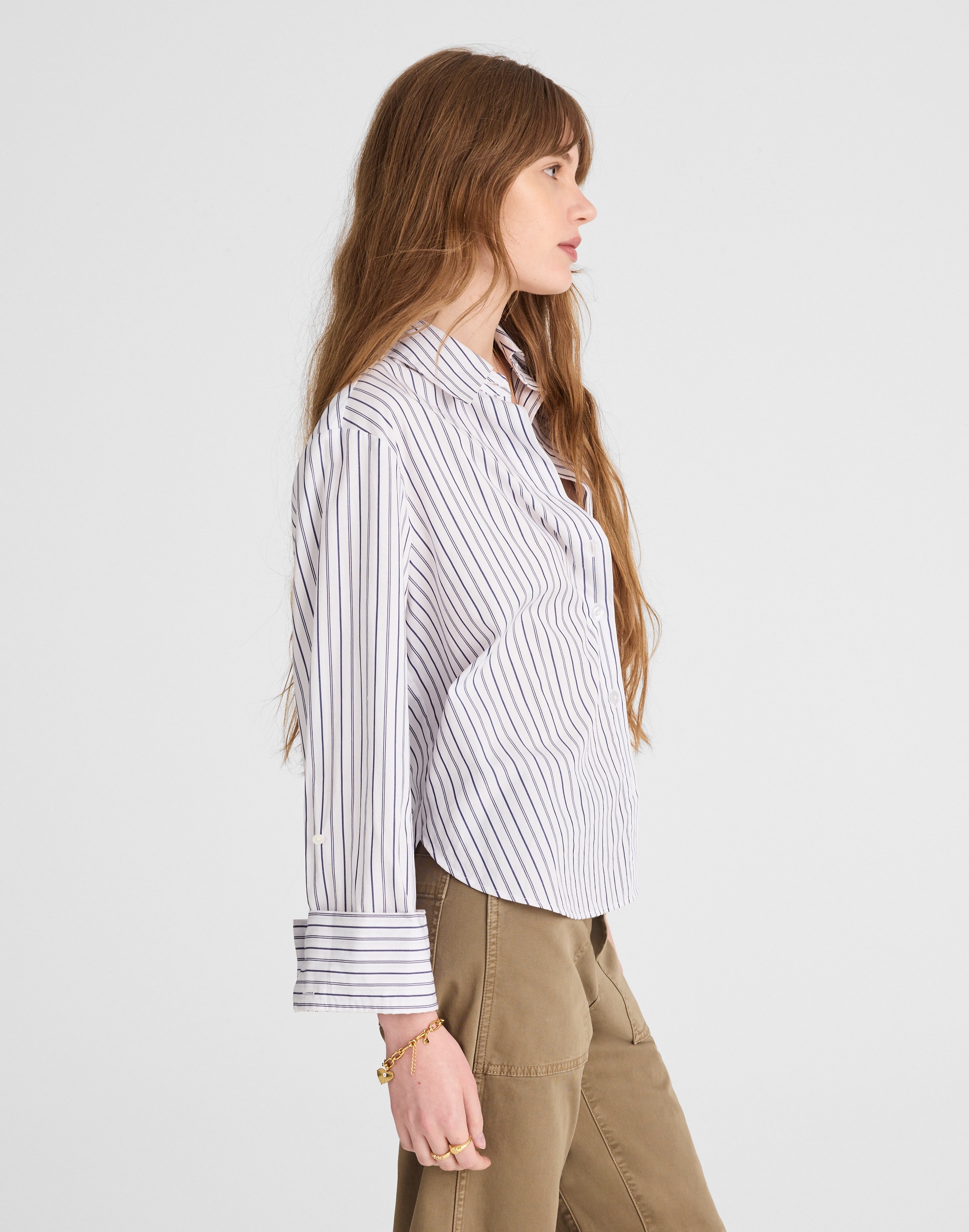 Easy Y-Neck Button-Up Shirt