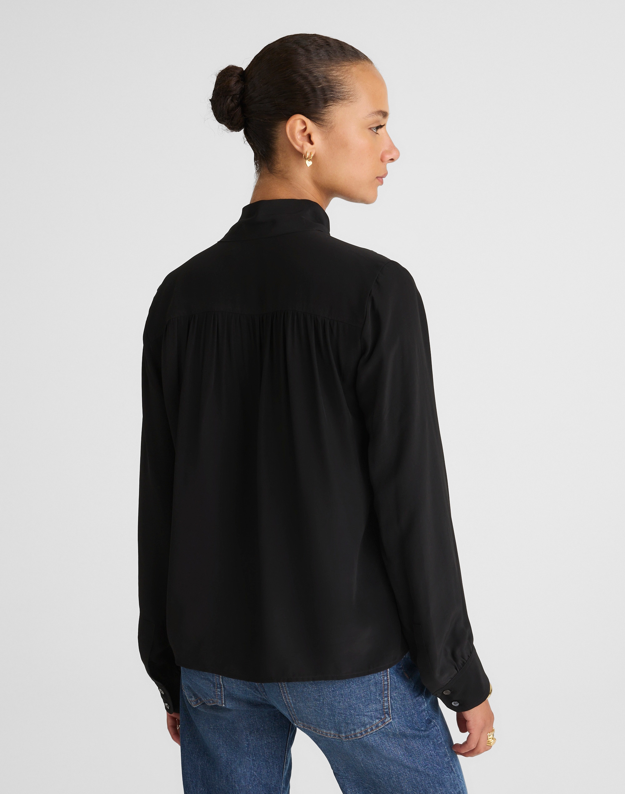 Tie-Neck Long-Sleeve Top