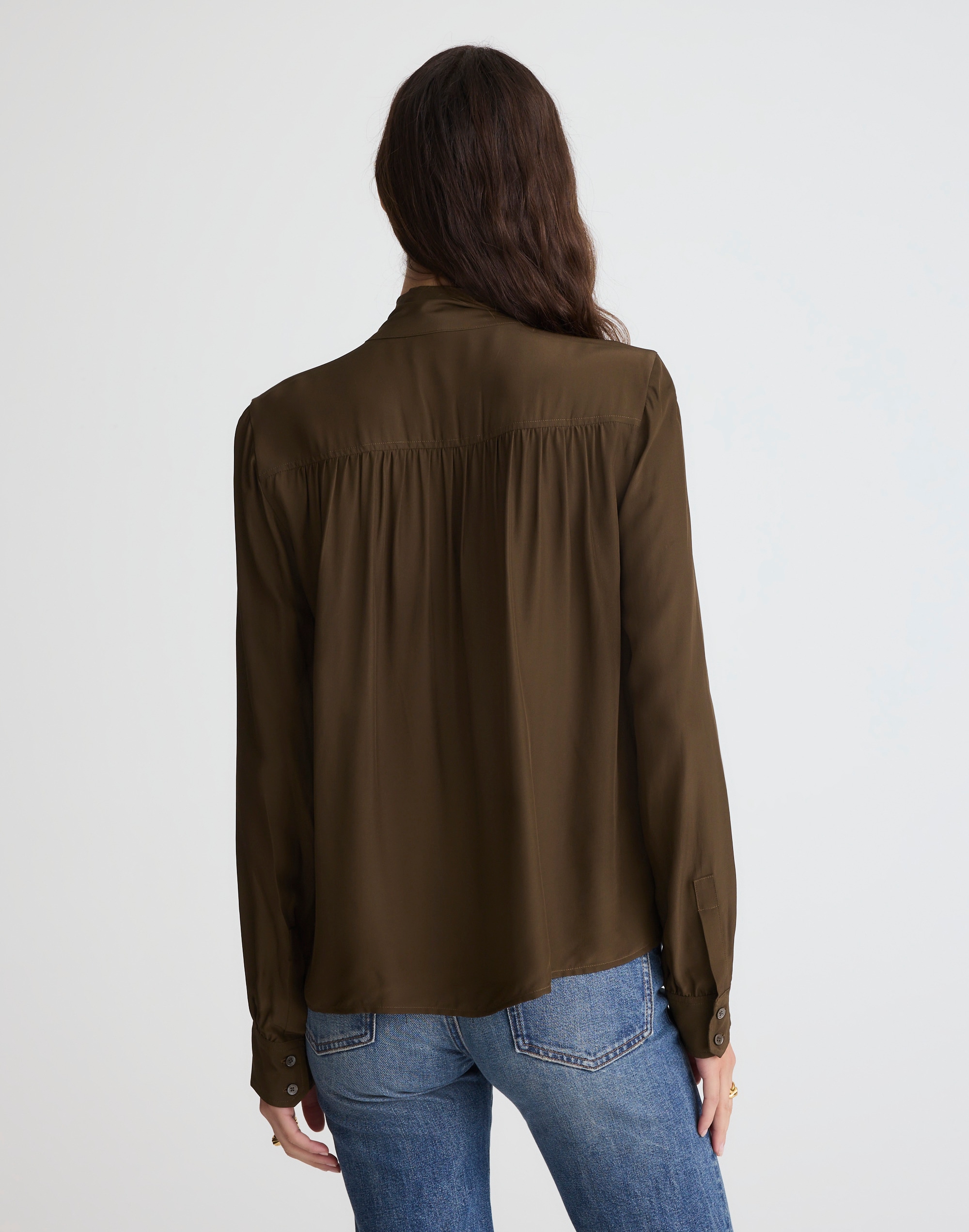 Tie-Neck Long-Sleeve Top