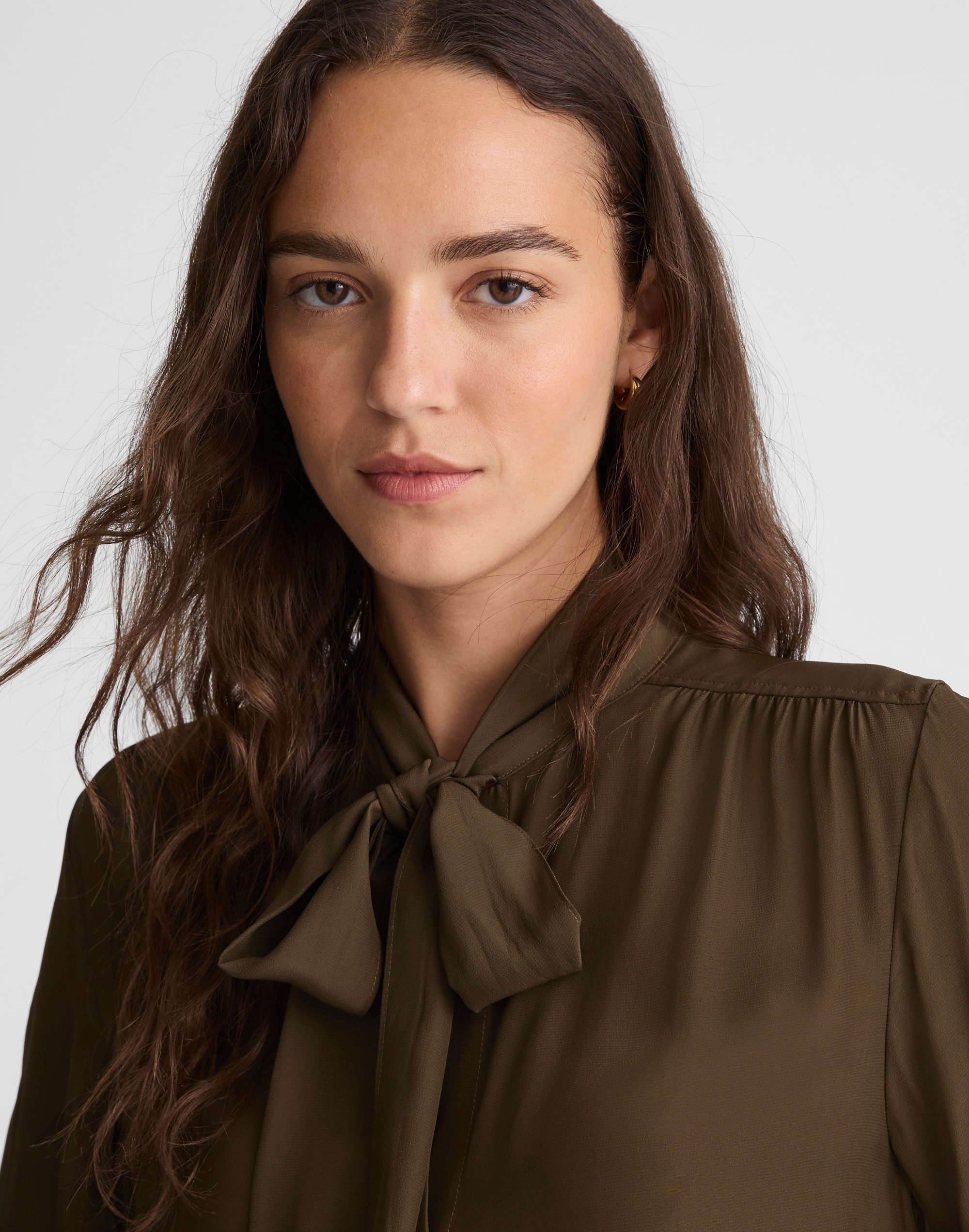 Tie-Neck Long-Sleeve Top