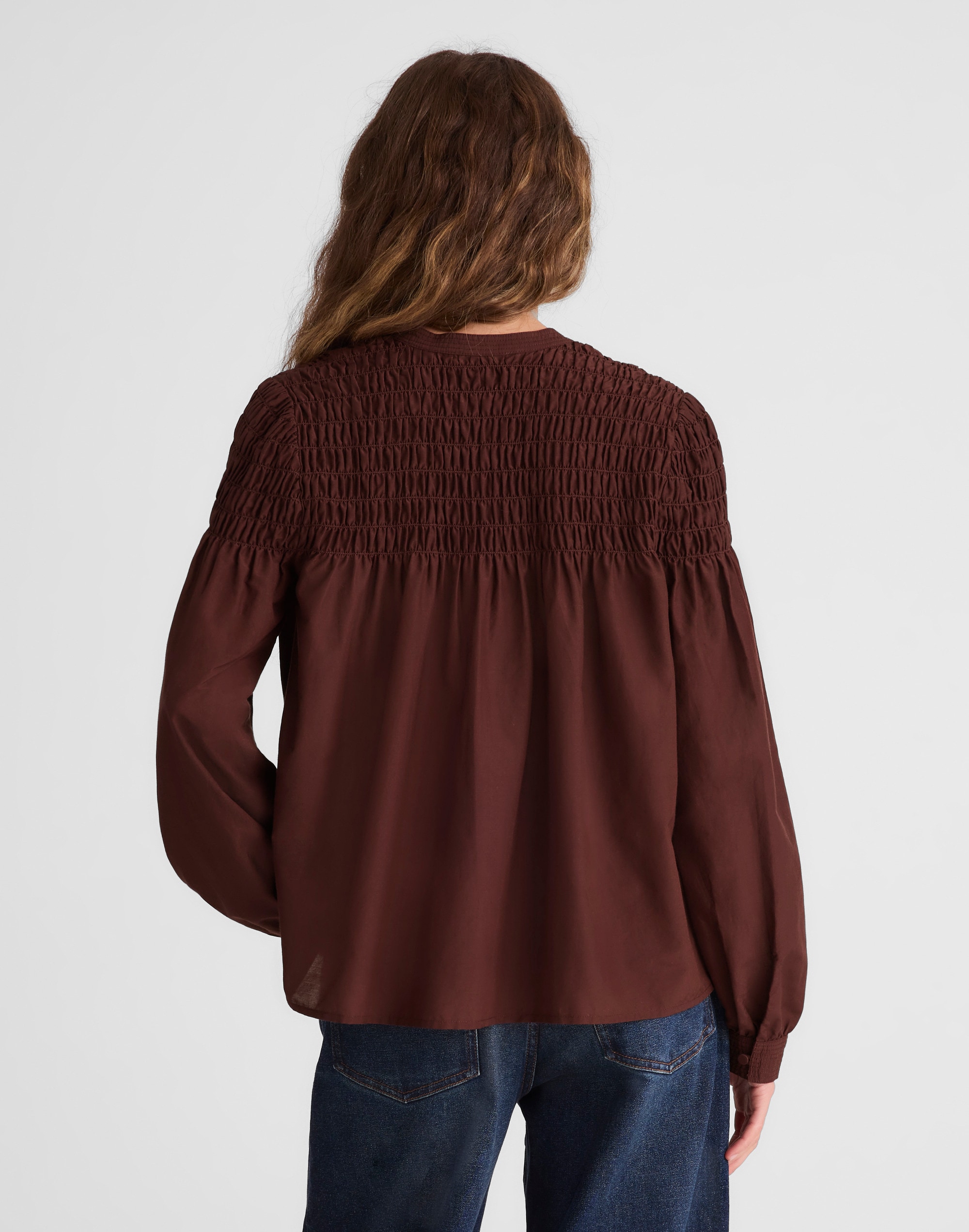 Smocked Top in Cotton-Silk Blend