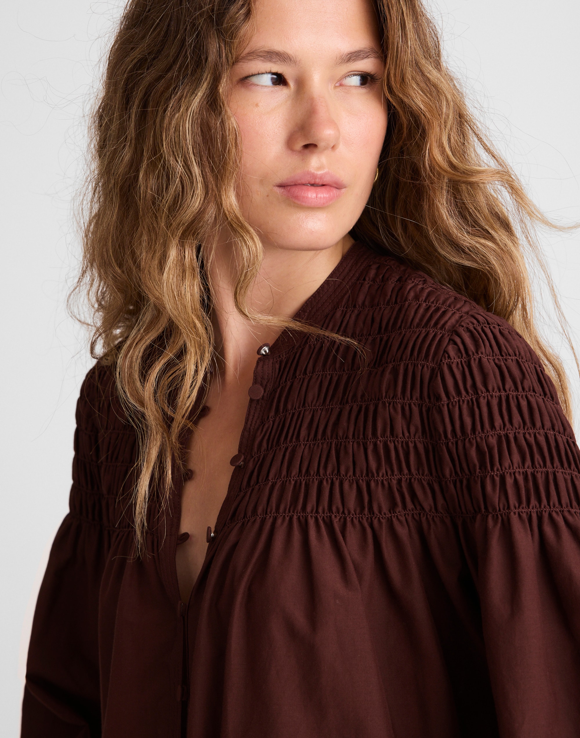 Smocked Top in Cotton-Silk Blend