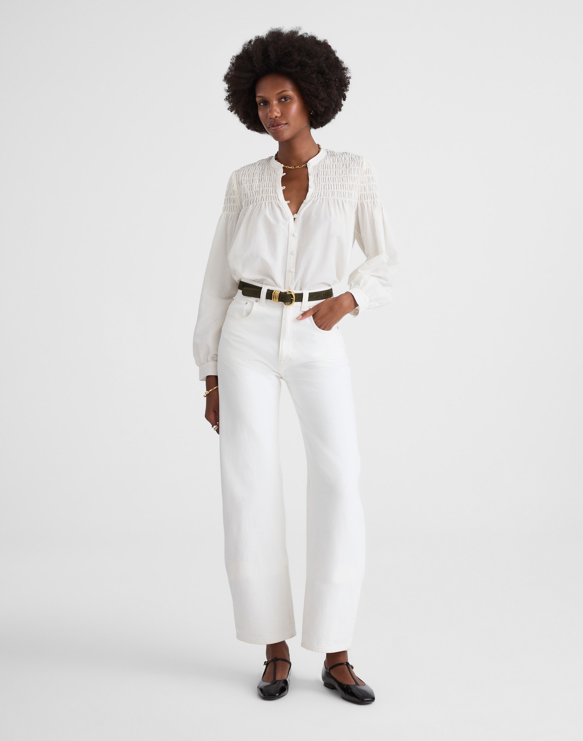 Smocked Top in Cotton-Silk Blend