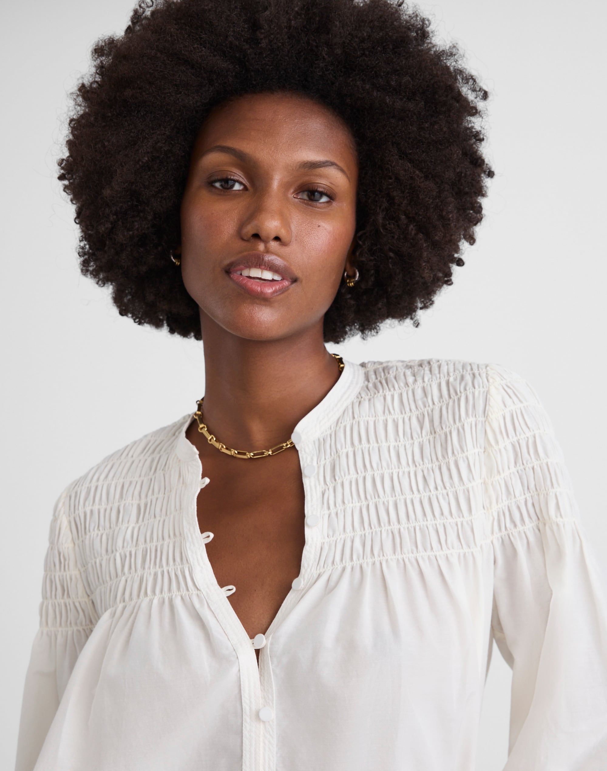 Smocked Top in Cotton-Silk Blend