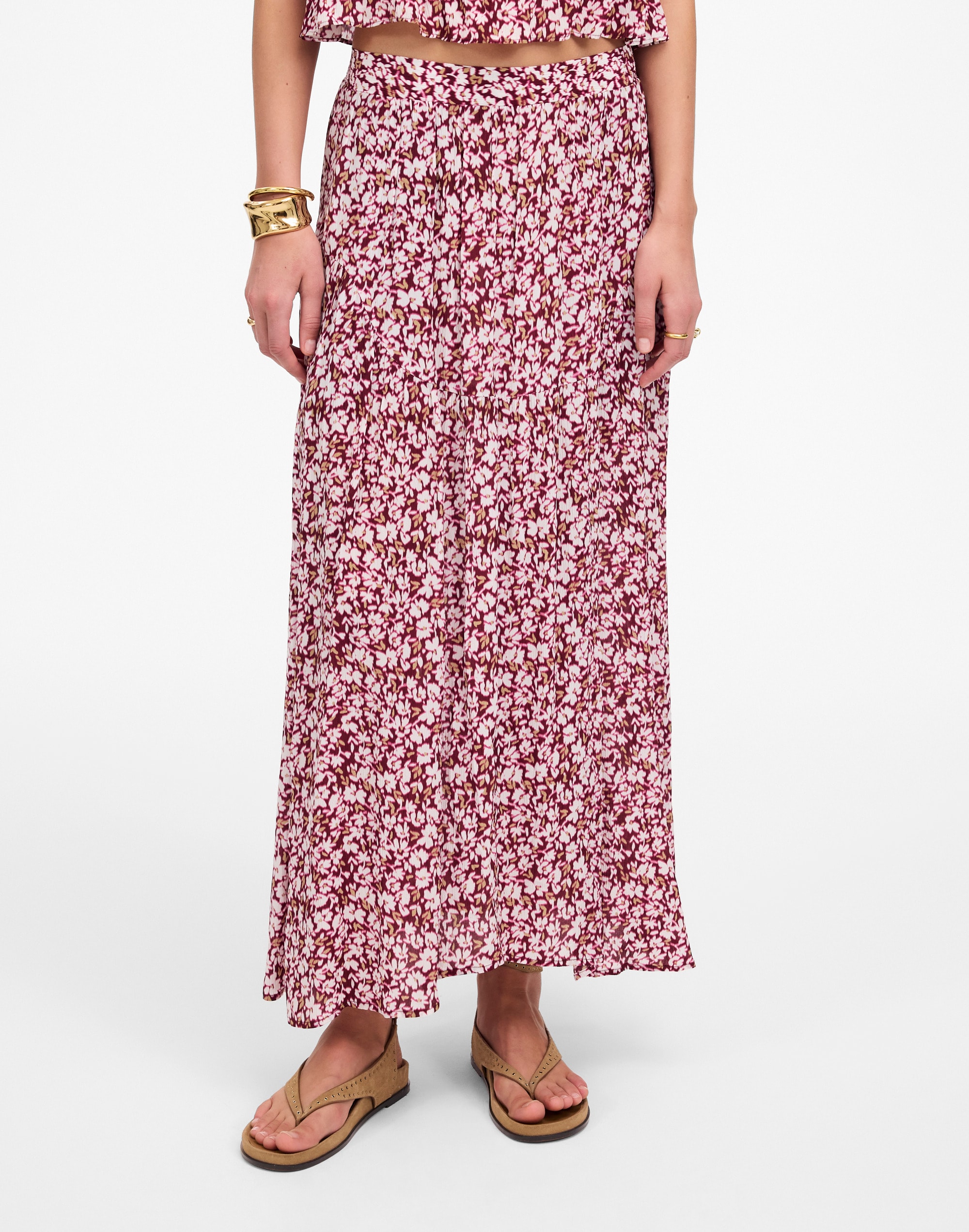 Shirred Maxi Skirt