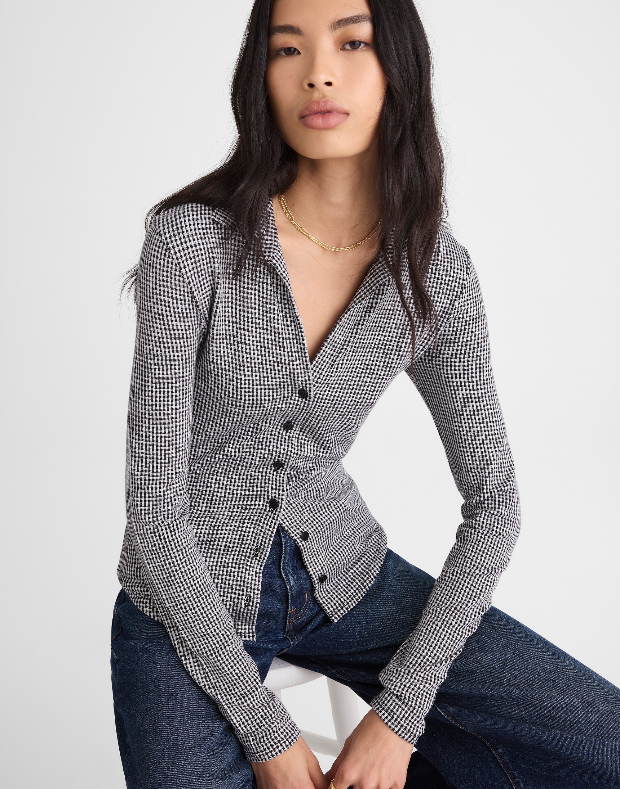 Camp Long-Sleeve Top in Gingham