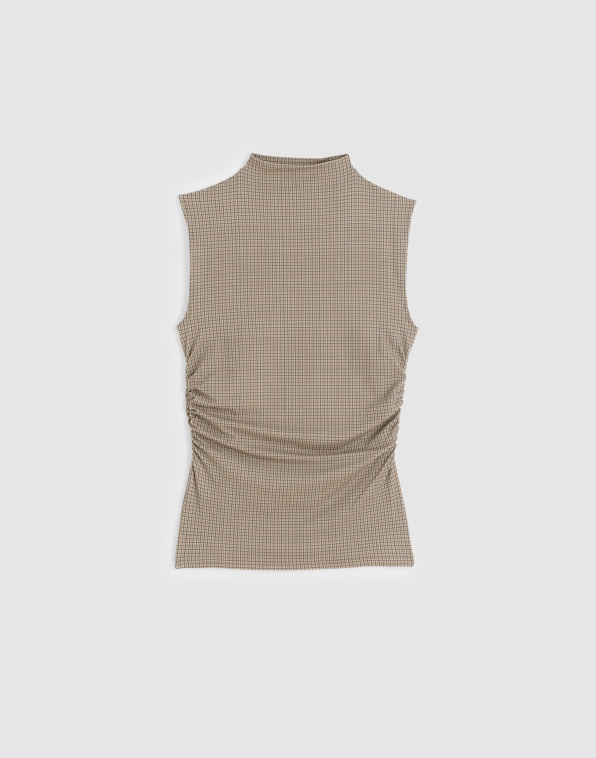 Ruched Mockneck Tank in Houndstooth