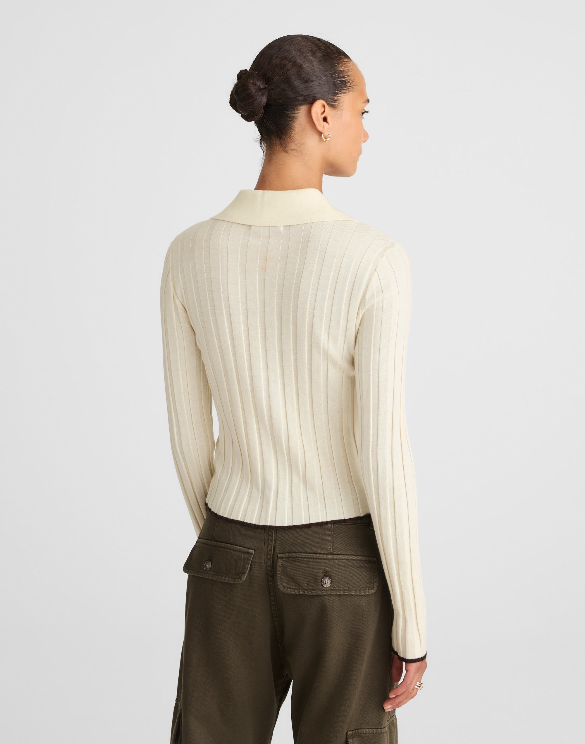 Ribbed Polo Sweater