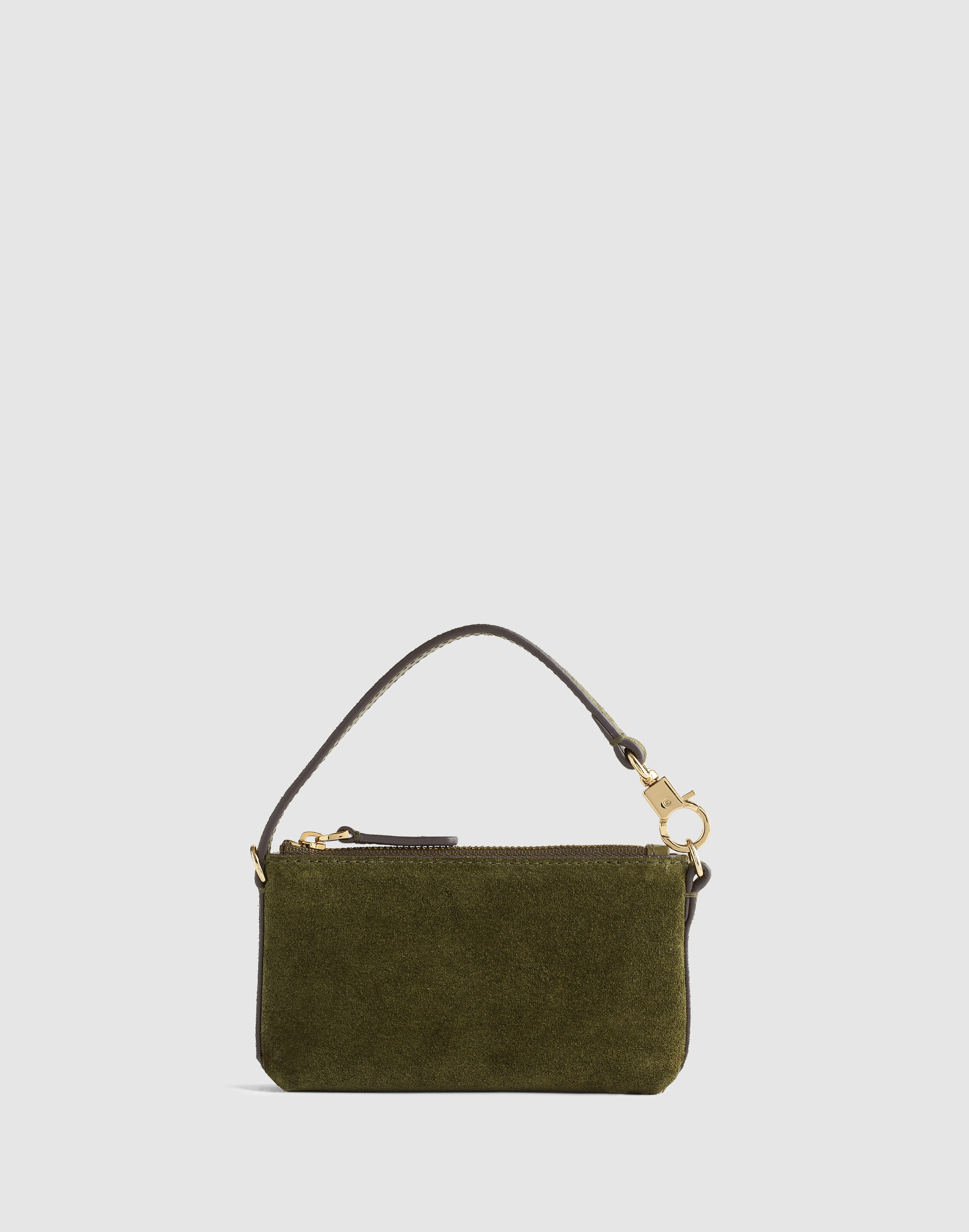 the clip-strap pouch in suede