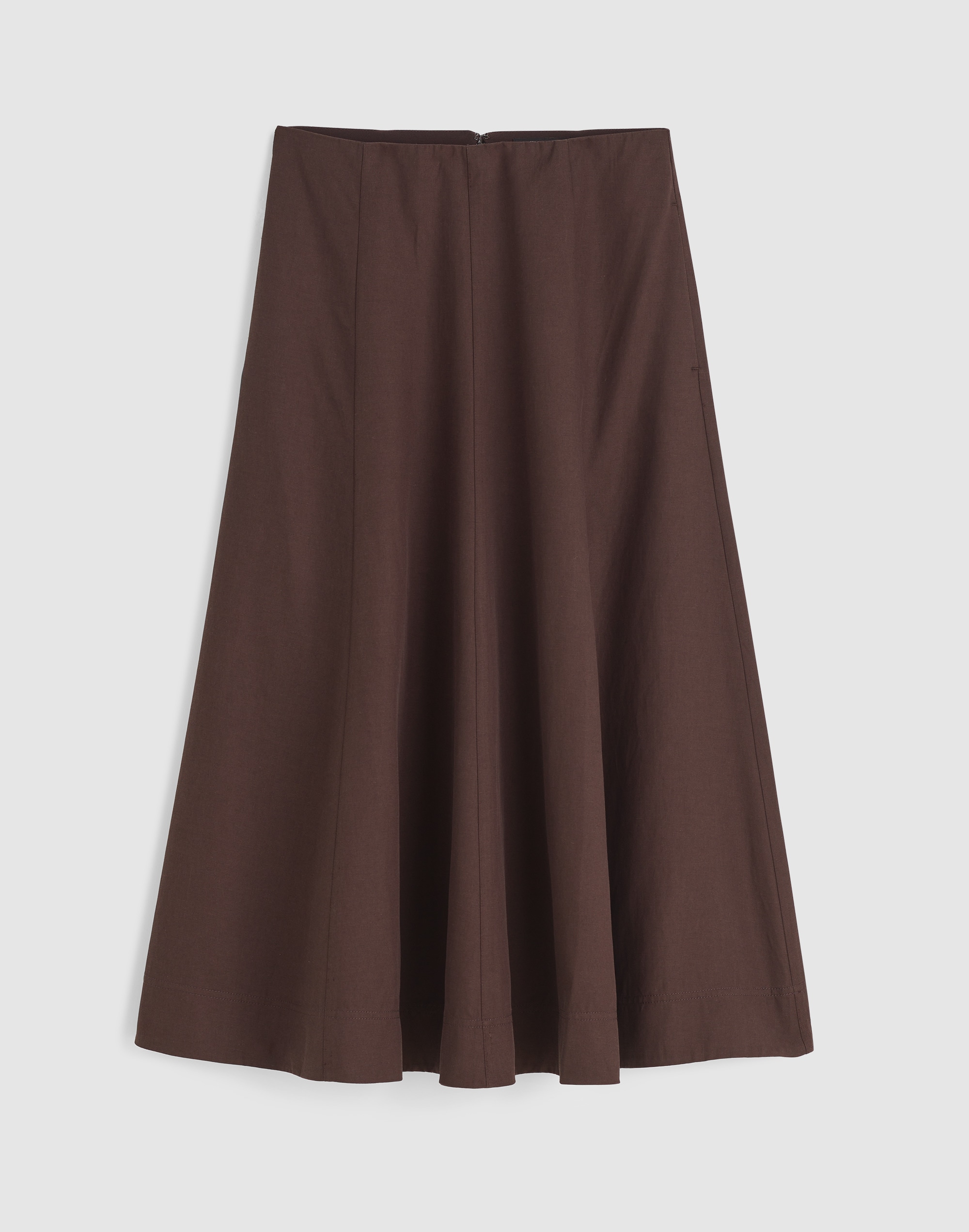 Paneled Midi Skirt in Cotton-Blend Twill