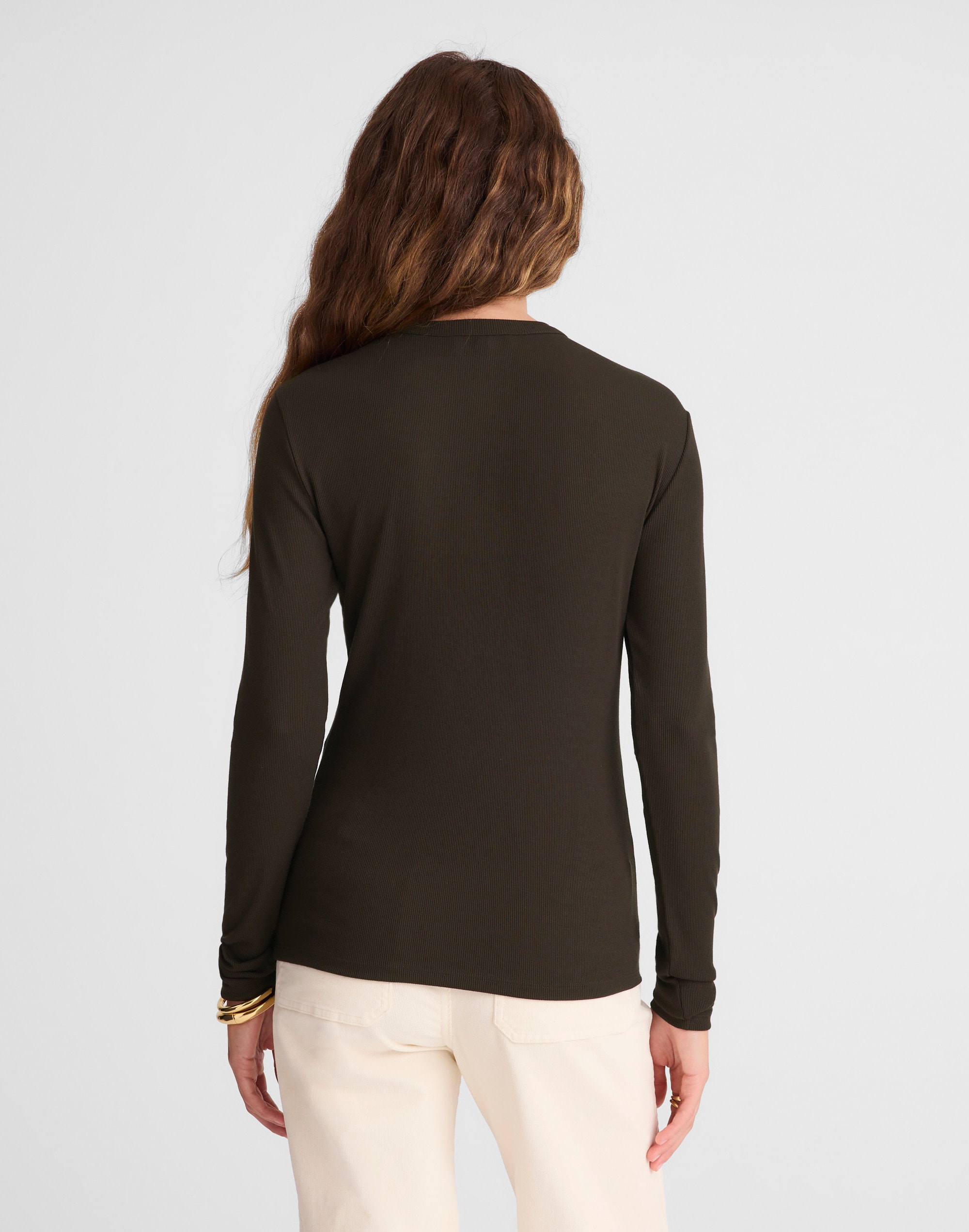 Ribbed Button Crewneck Tee