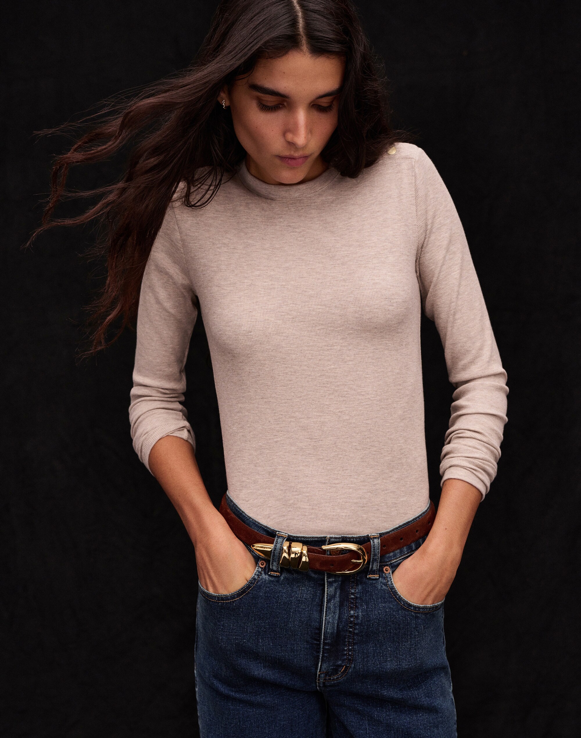 Ribbed Button Crewneck Tee | Madewell