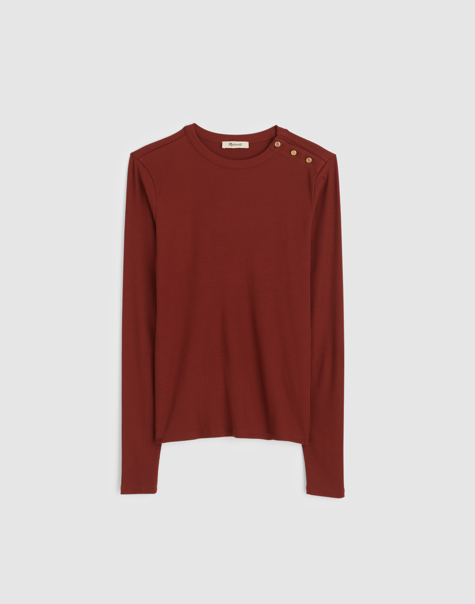 Ribbed Button Crewneck Tee