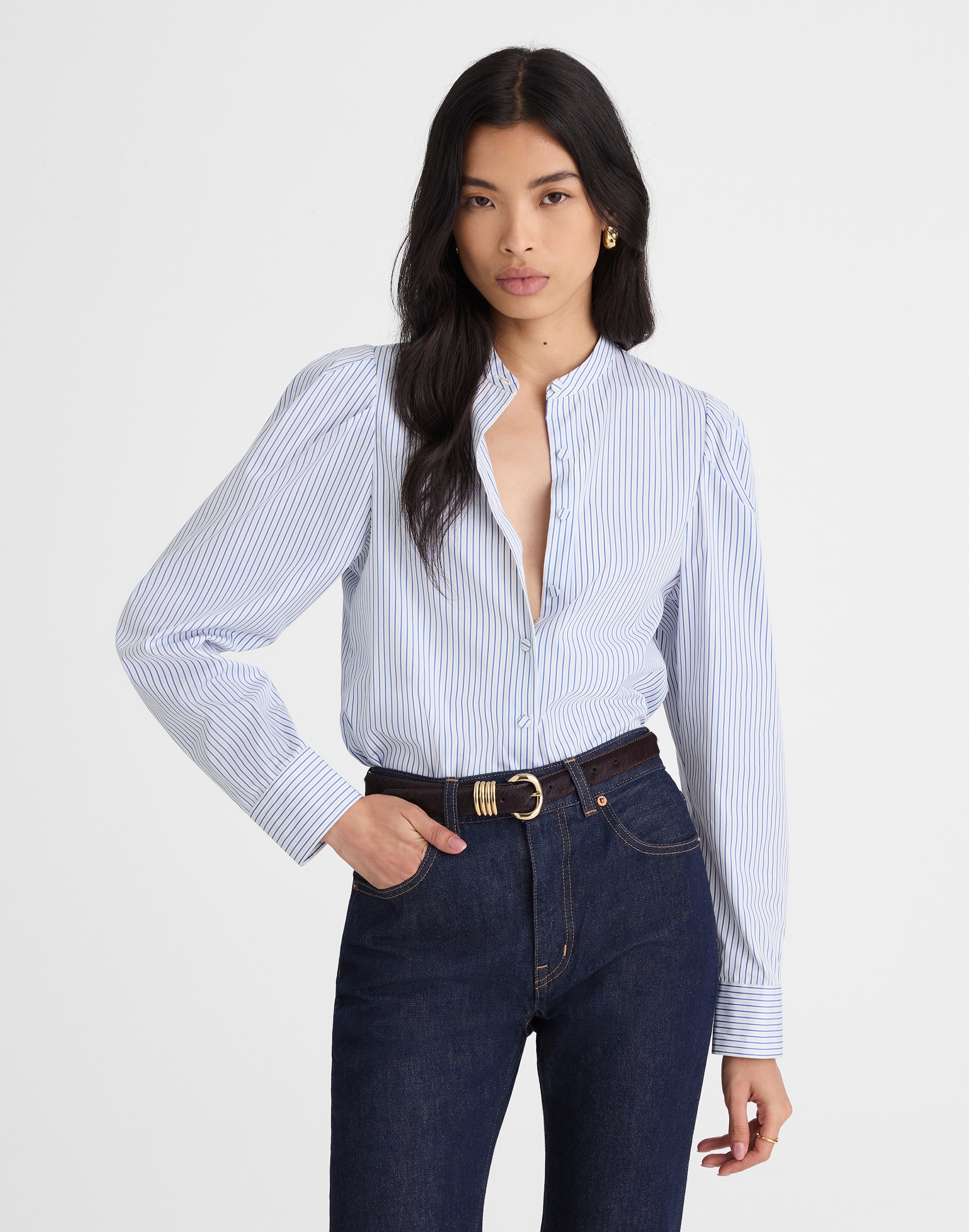 Puff-Sleeve Button-Up Shirt