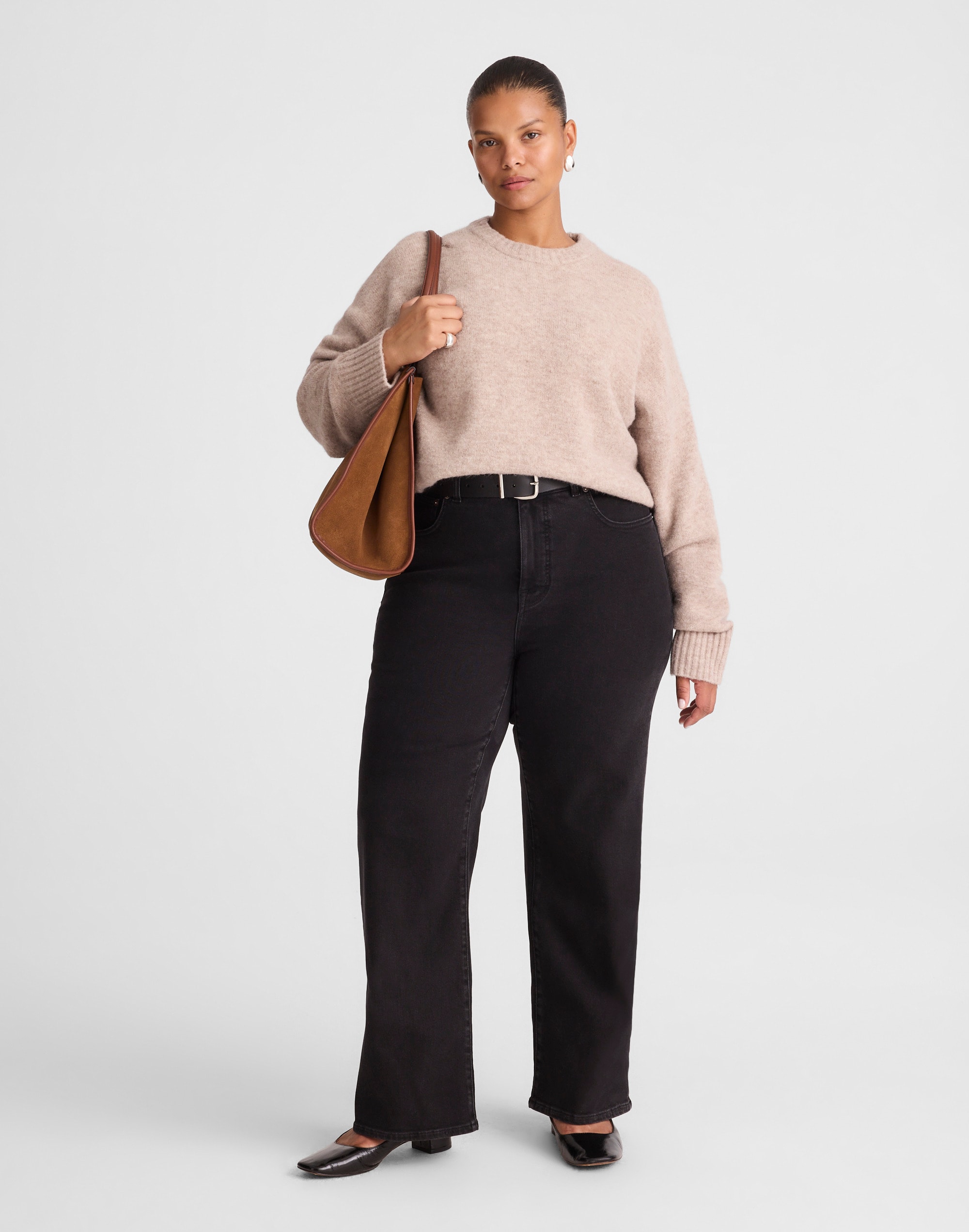 the plus wide-leg jean in super stretch denim