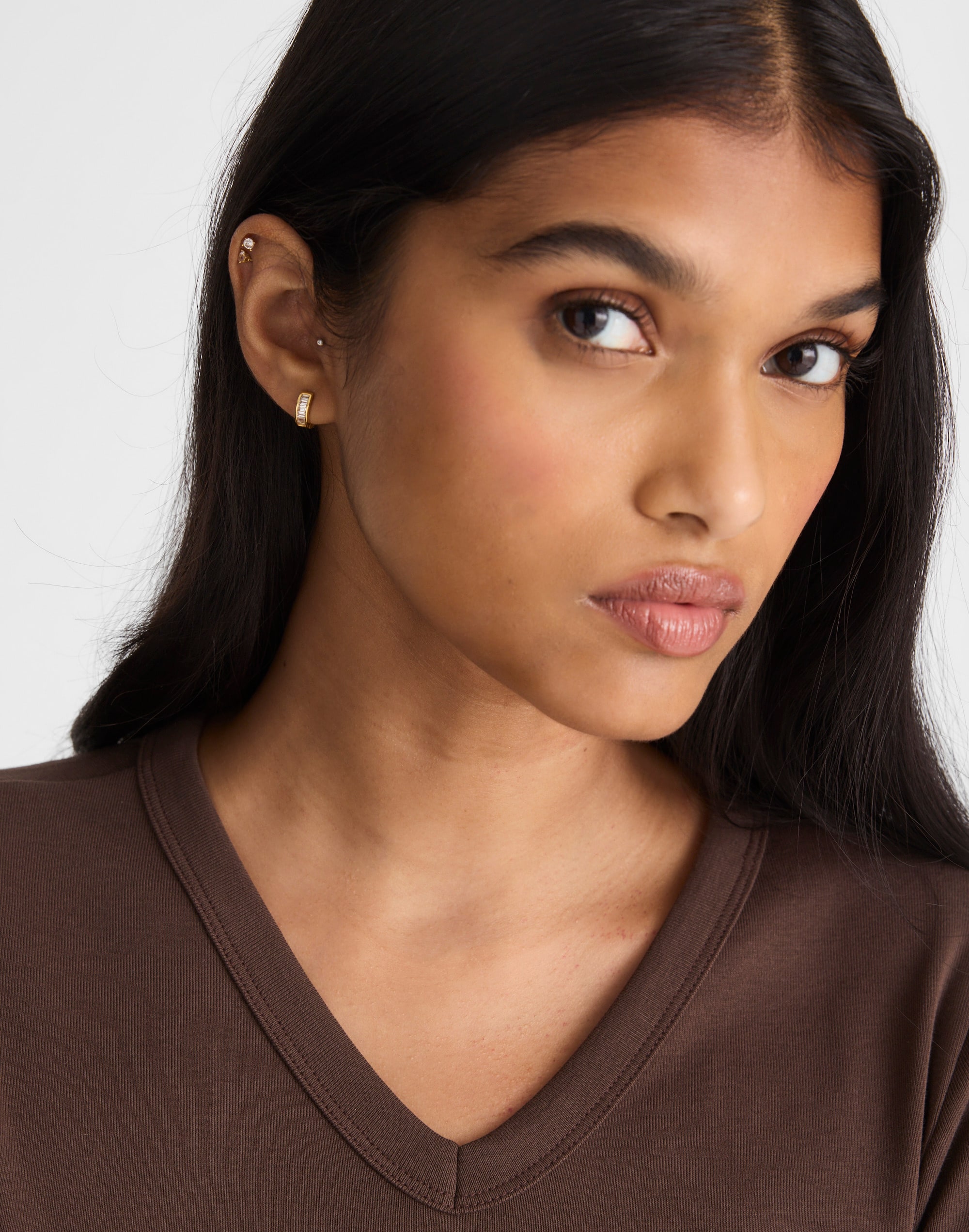 Demi-Fine Baguette Crystal Huggie Hoop Earrings