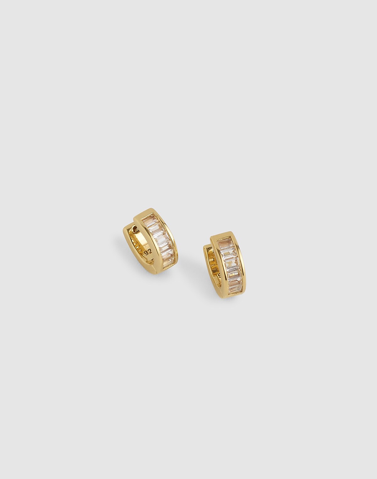 Demi-Fine Baguette Crystal Huggie Hoop Earrings