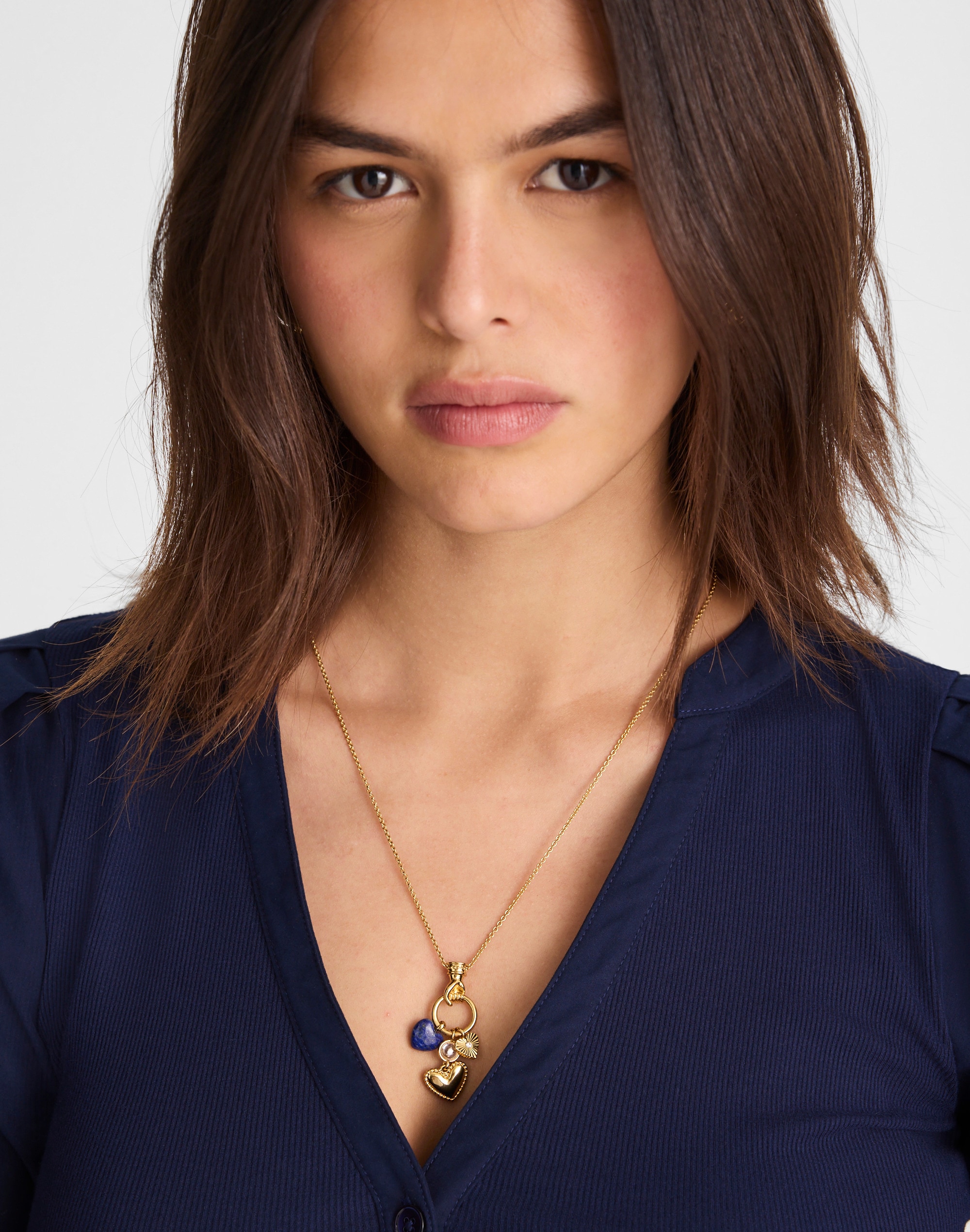 Lapis Heart Charm Long Necklace