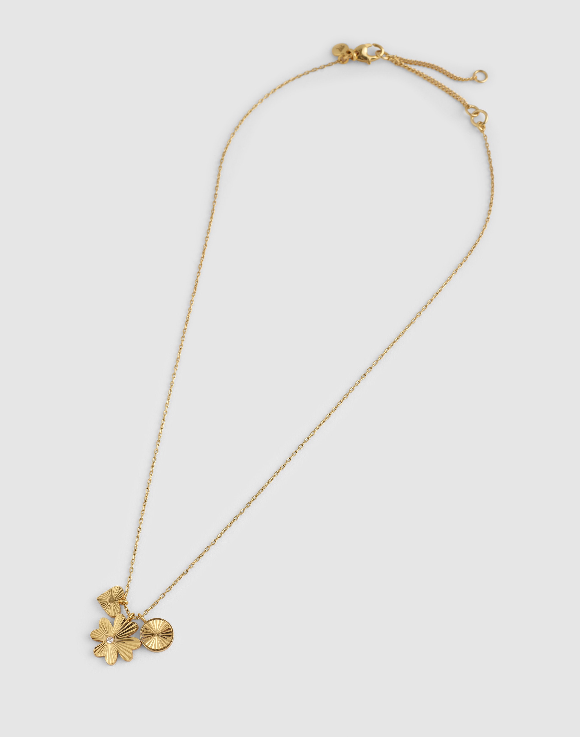 Engine Turned Cluster Charm Necklace