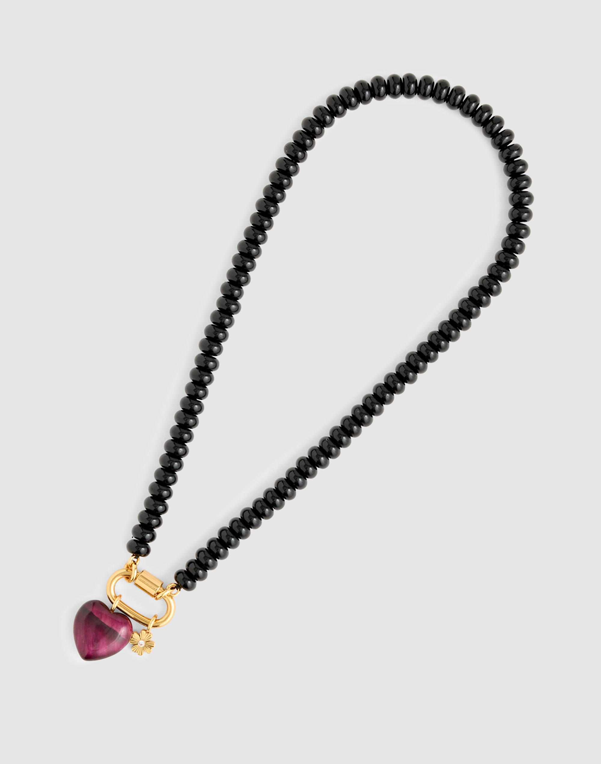 Semiprecious Beaded Heart Charm Necklace