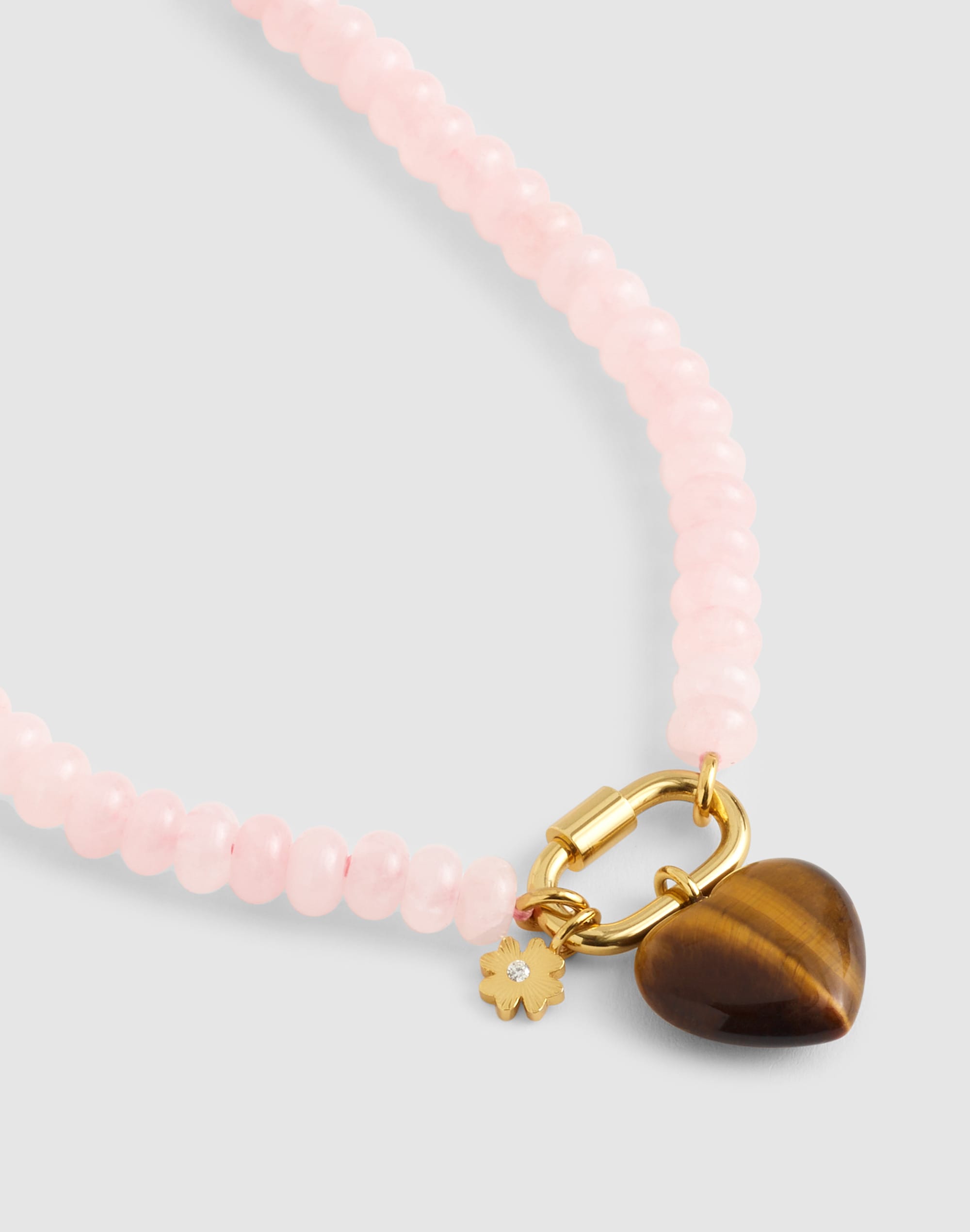 Semiprecious Beaded Heart Charm Necklace