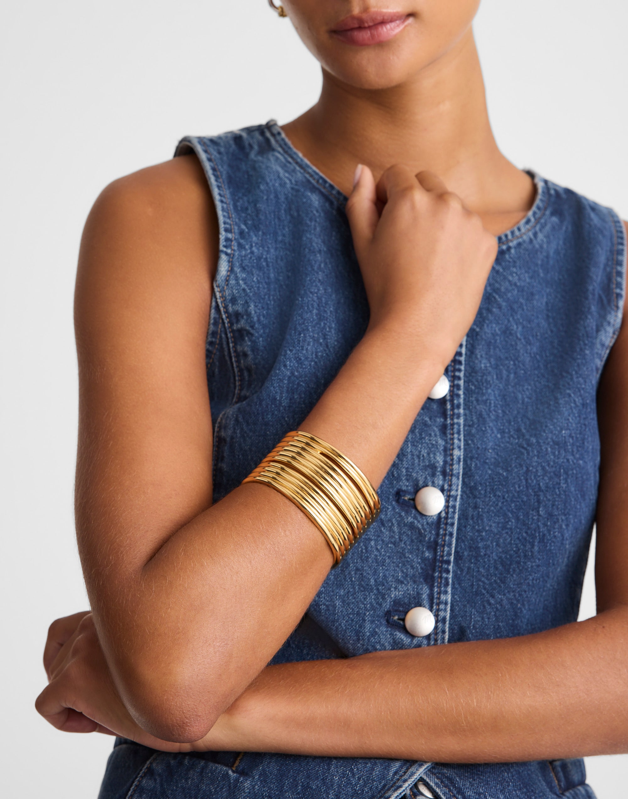 Ribbed Statement Cuff Bracelet