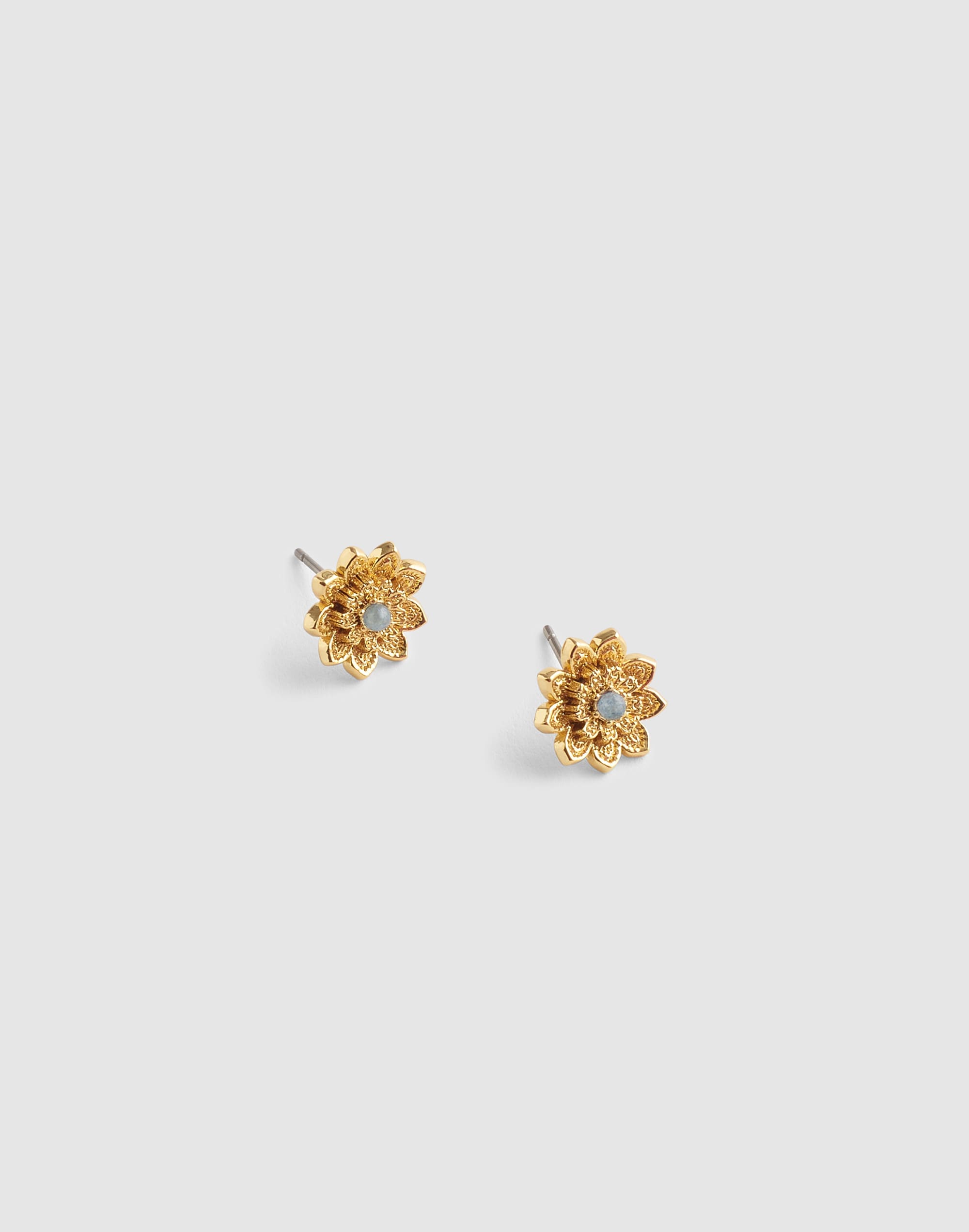 Semiprecious Floral Chintz Stud Earrings
